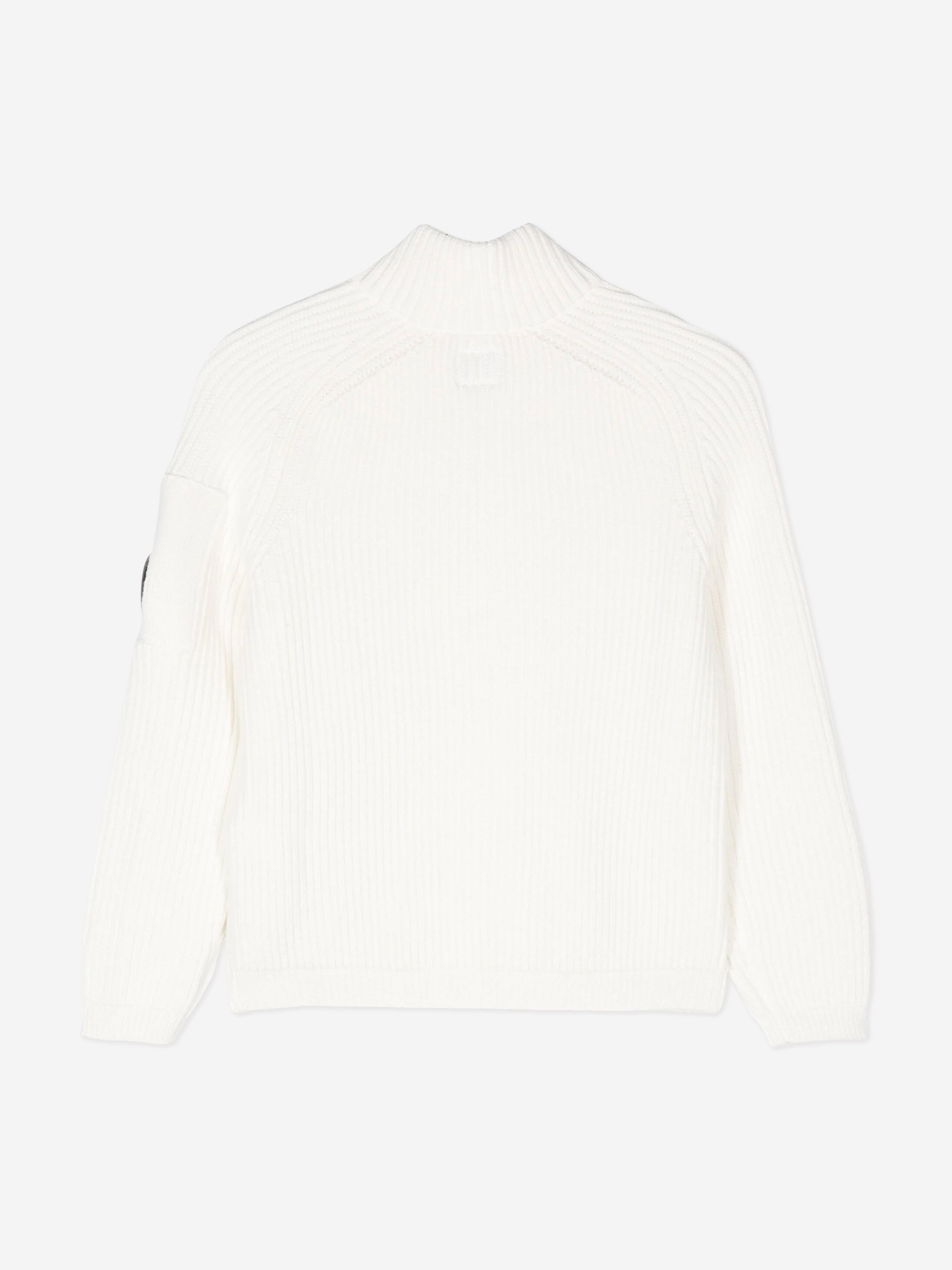 C.P. Company Boys Zip Up Knitted Top in Ivory