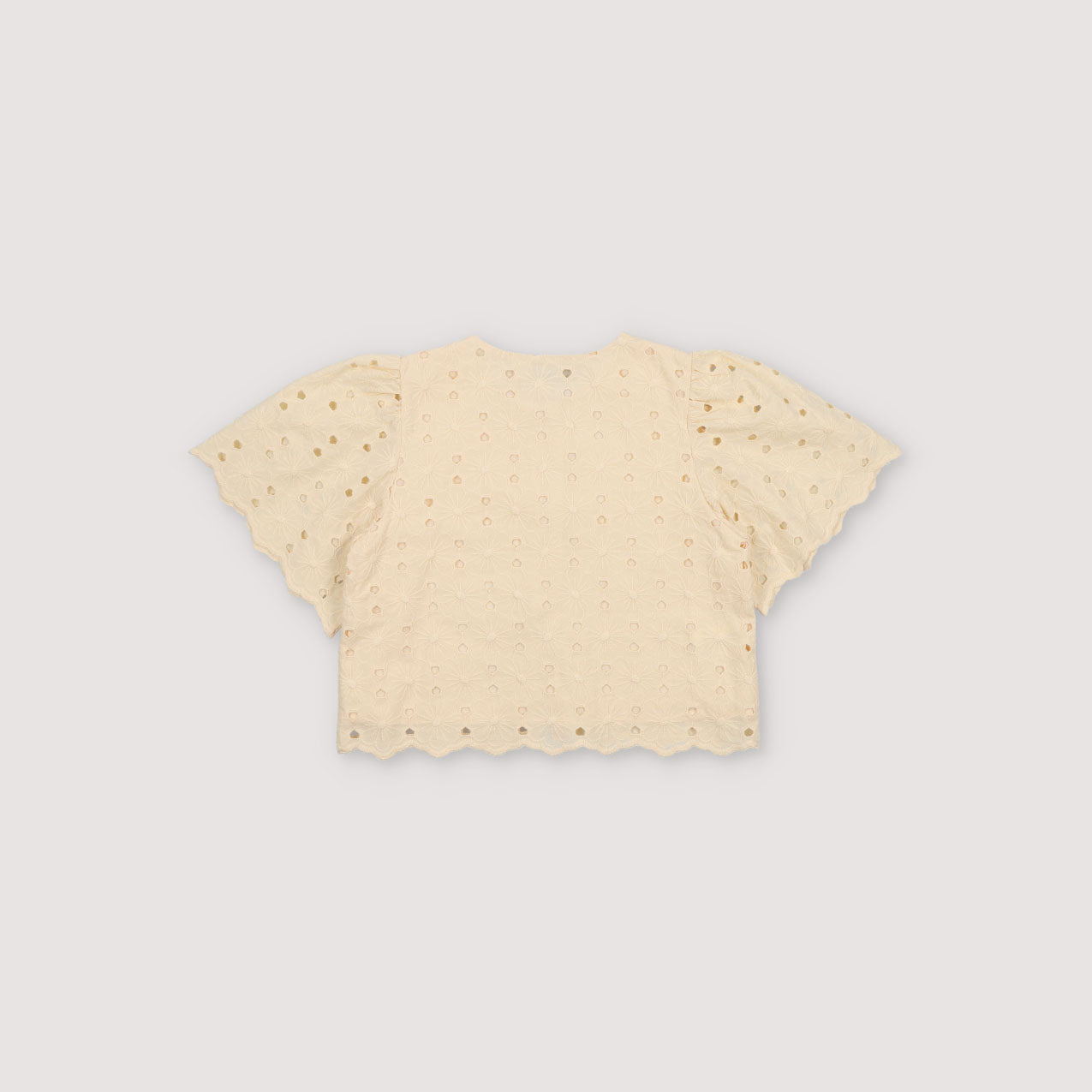 Girls Light Yellow Embroidered Cotton Top