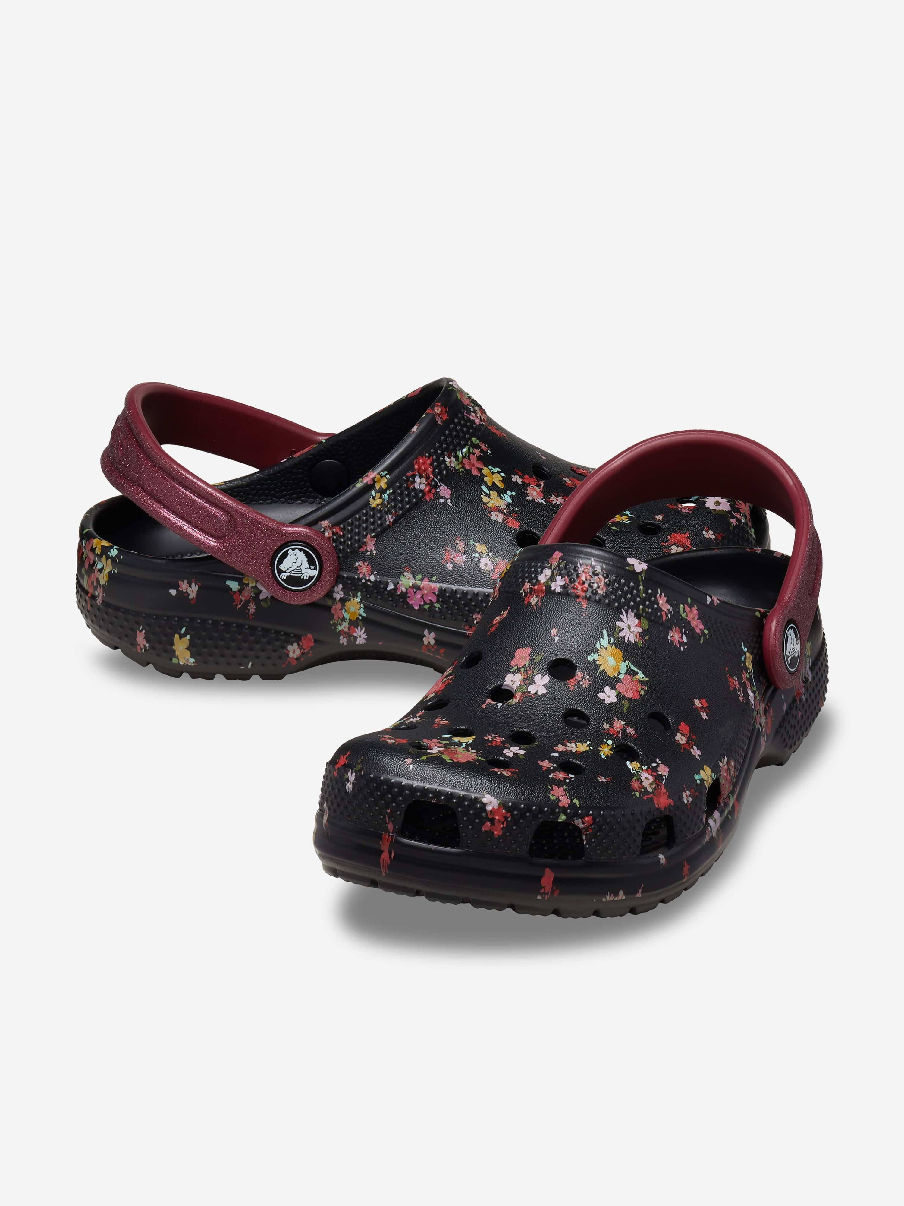 Girls Classic Ditsy Floral Clog in Black