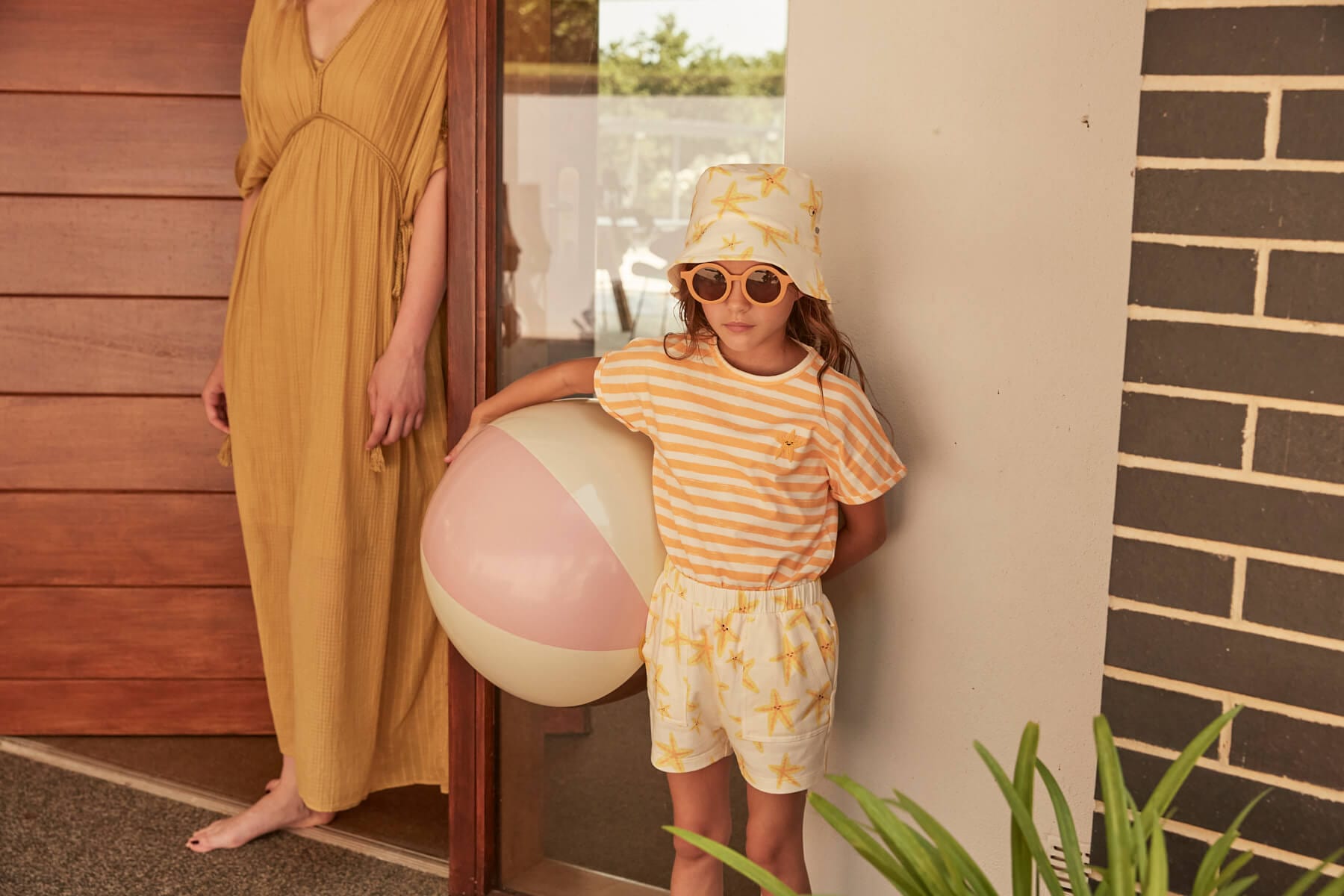 The Bonnie Mob Kids Cruz Striped T-Shirt in Orange