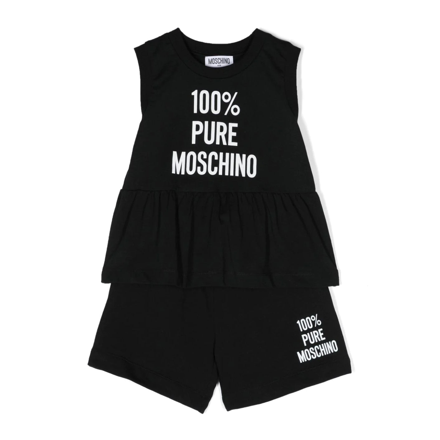 Girls Black Logo Cotton Set