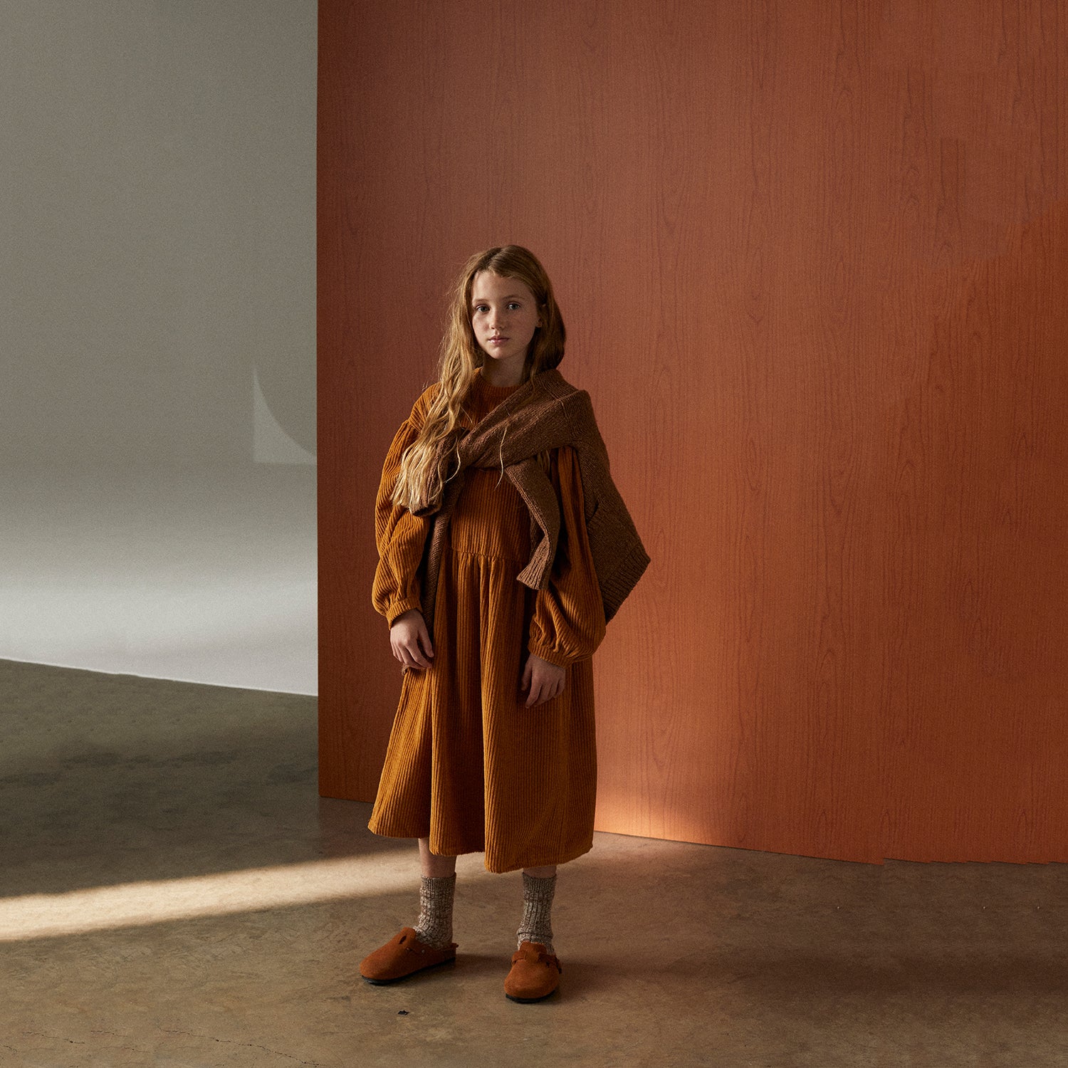 Girls Brown Corduroy Dress