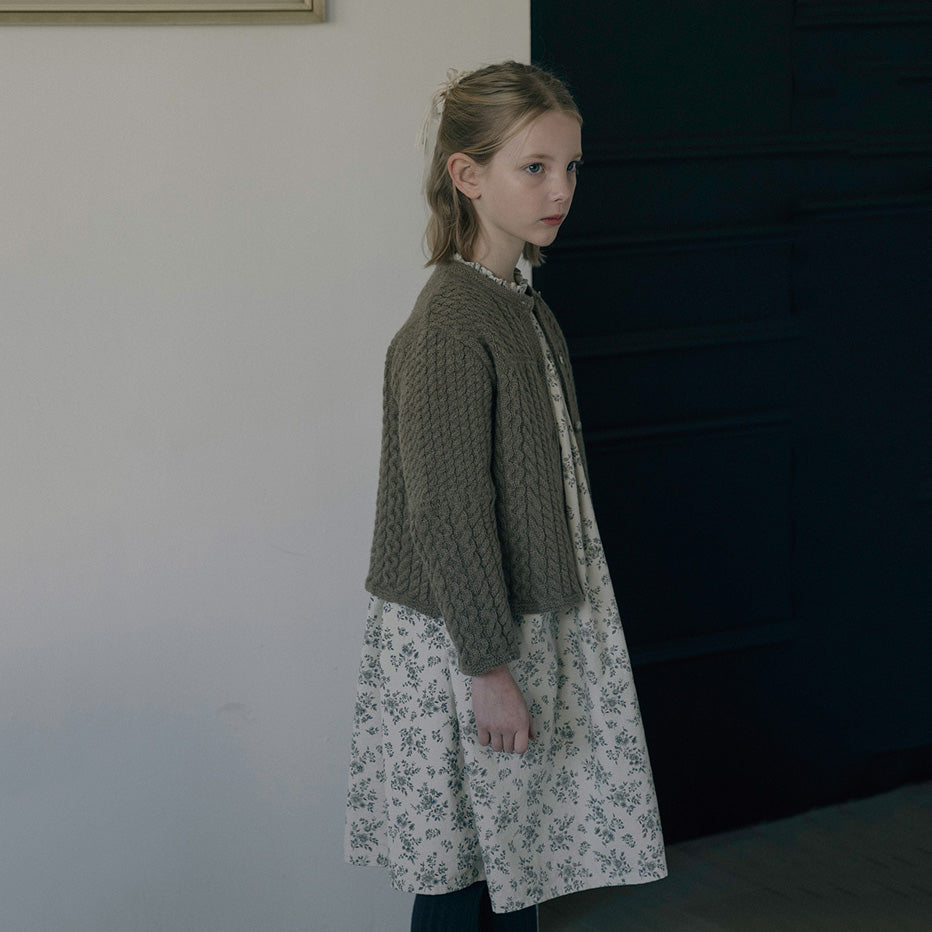 Girls Light Brown Knit Wool Cardigan