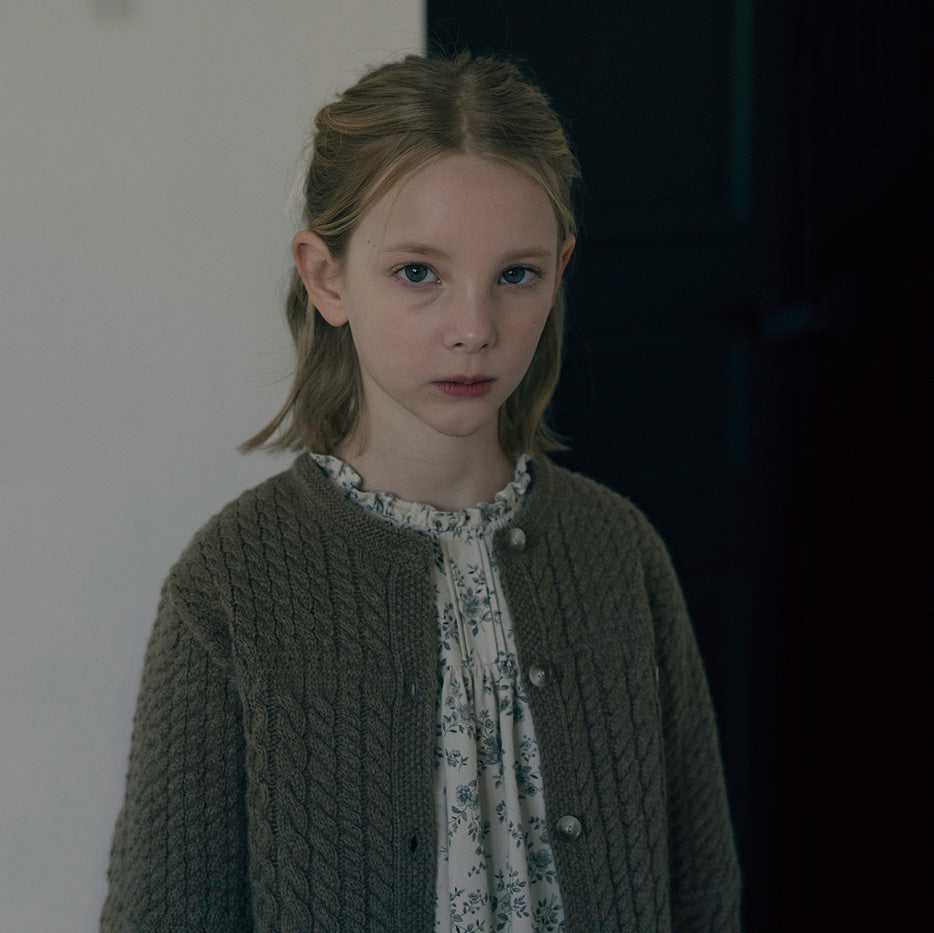 Girls Light Brown Knit Wool Cardigan