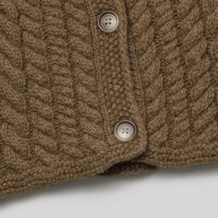 Girls Light Brown Knit Wool Cardigan