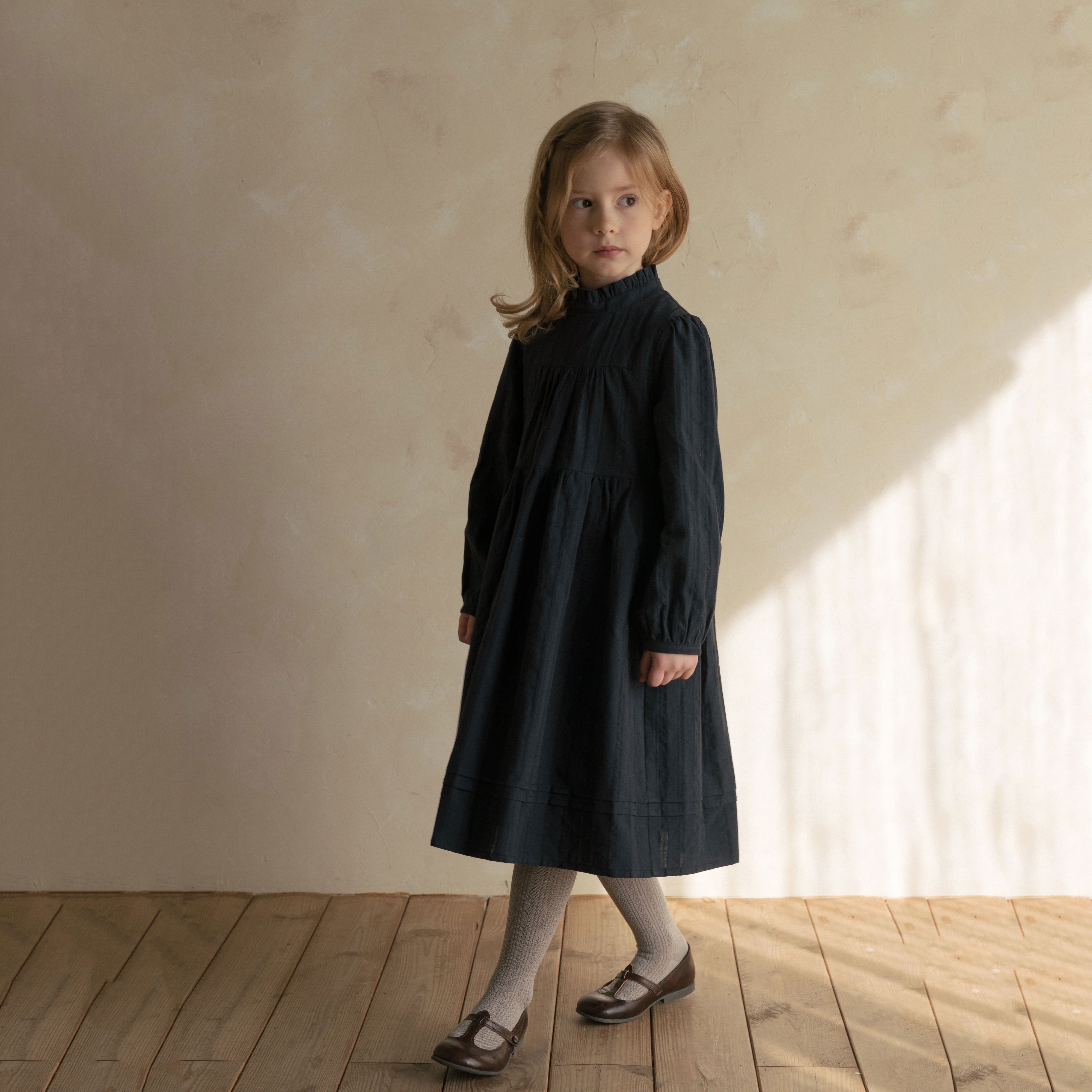 Girls Navy Cotton Dress