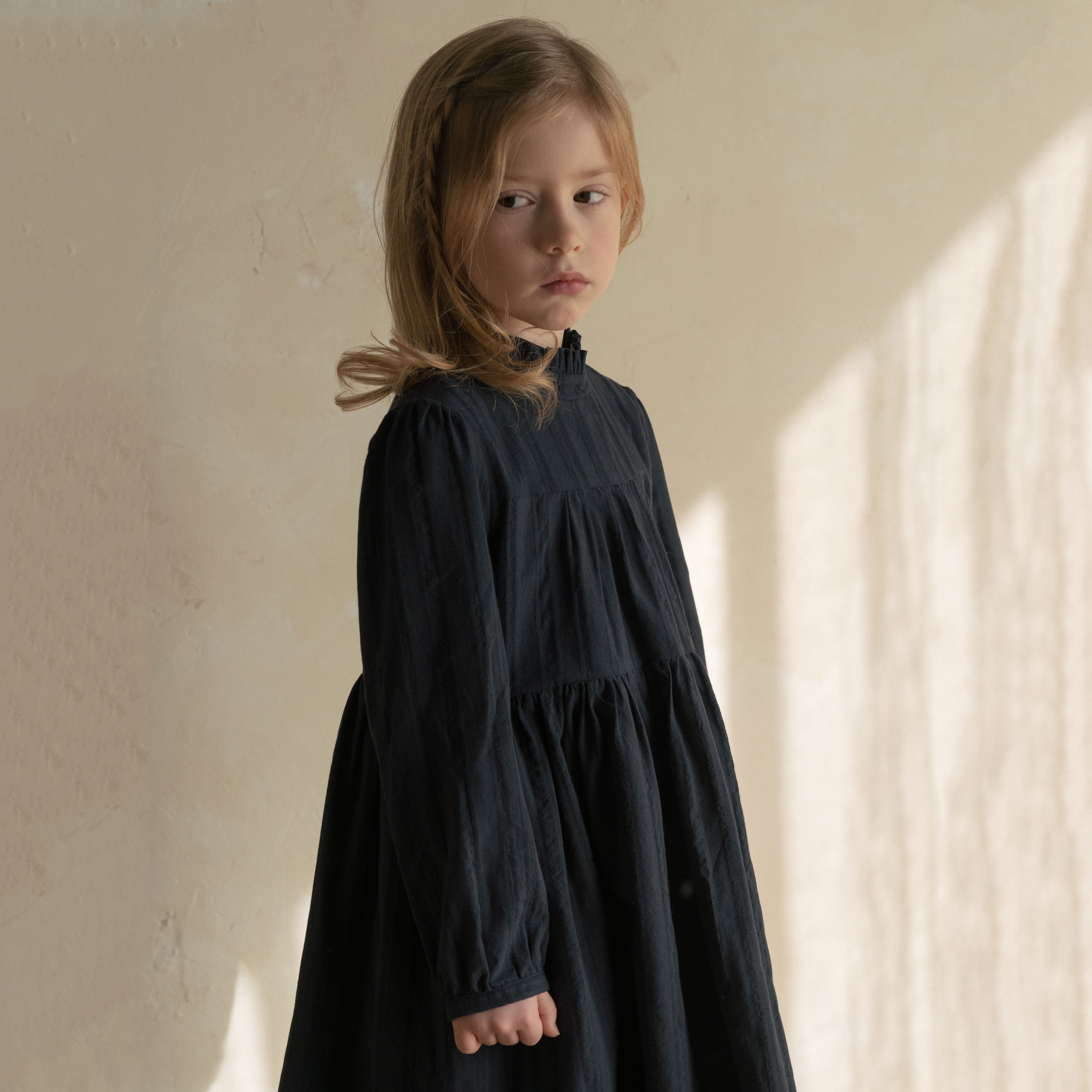 Girls Navy Cotton Dress