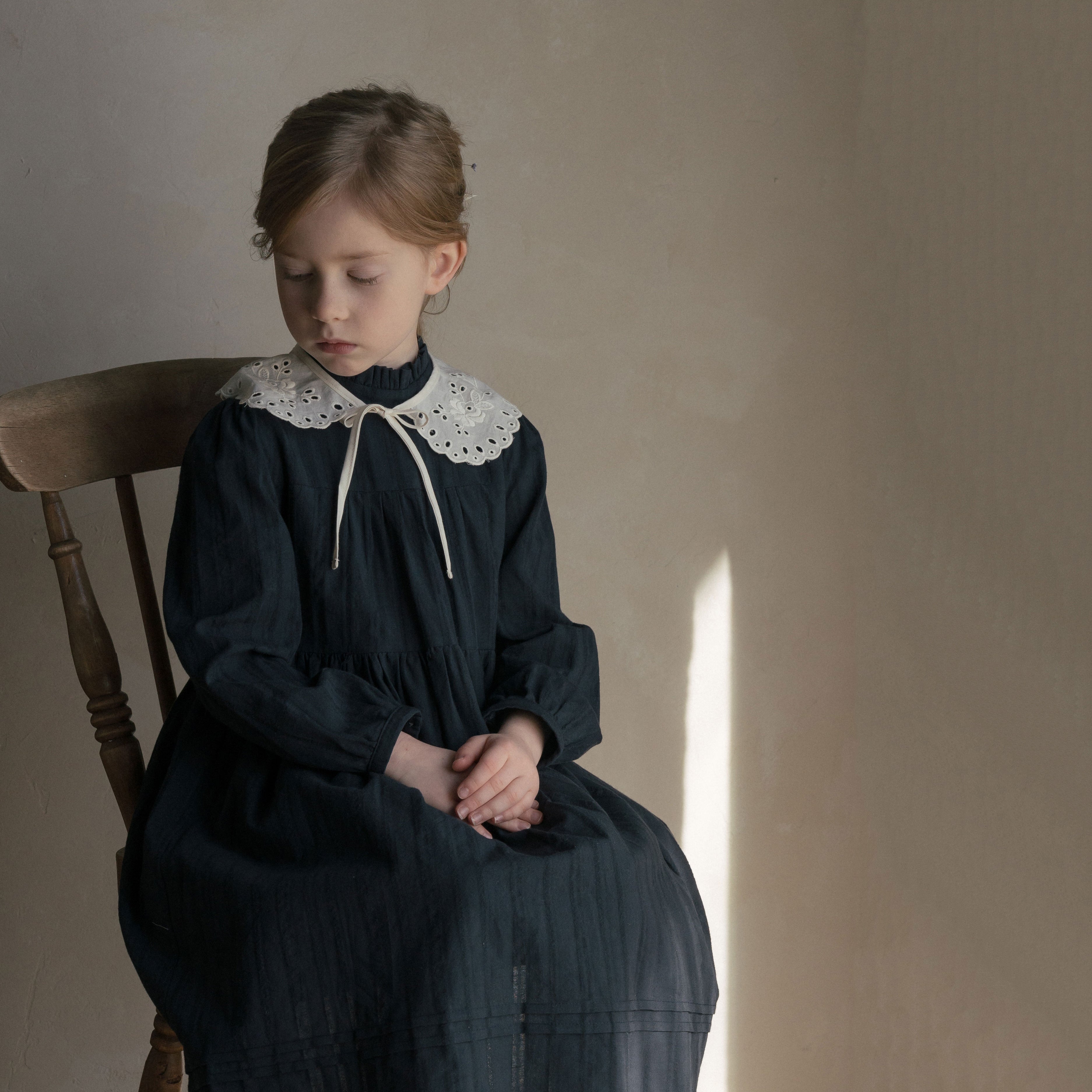 Girls Navy Cotton Dress