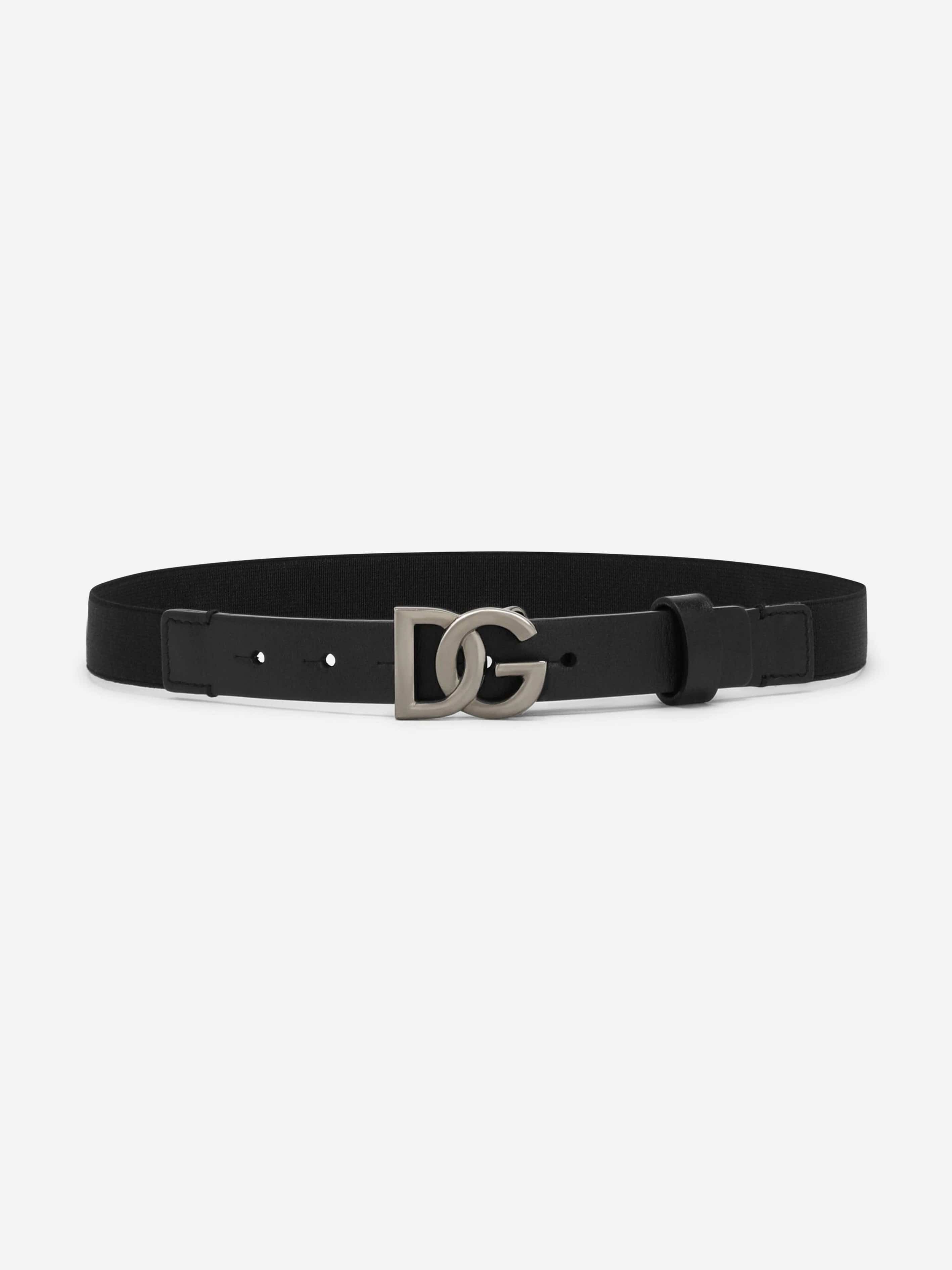 Dolce & Gabbana Boys Elasticated Logo Belt in Black