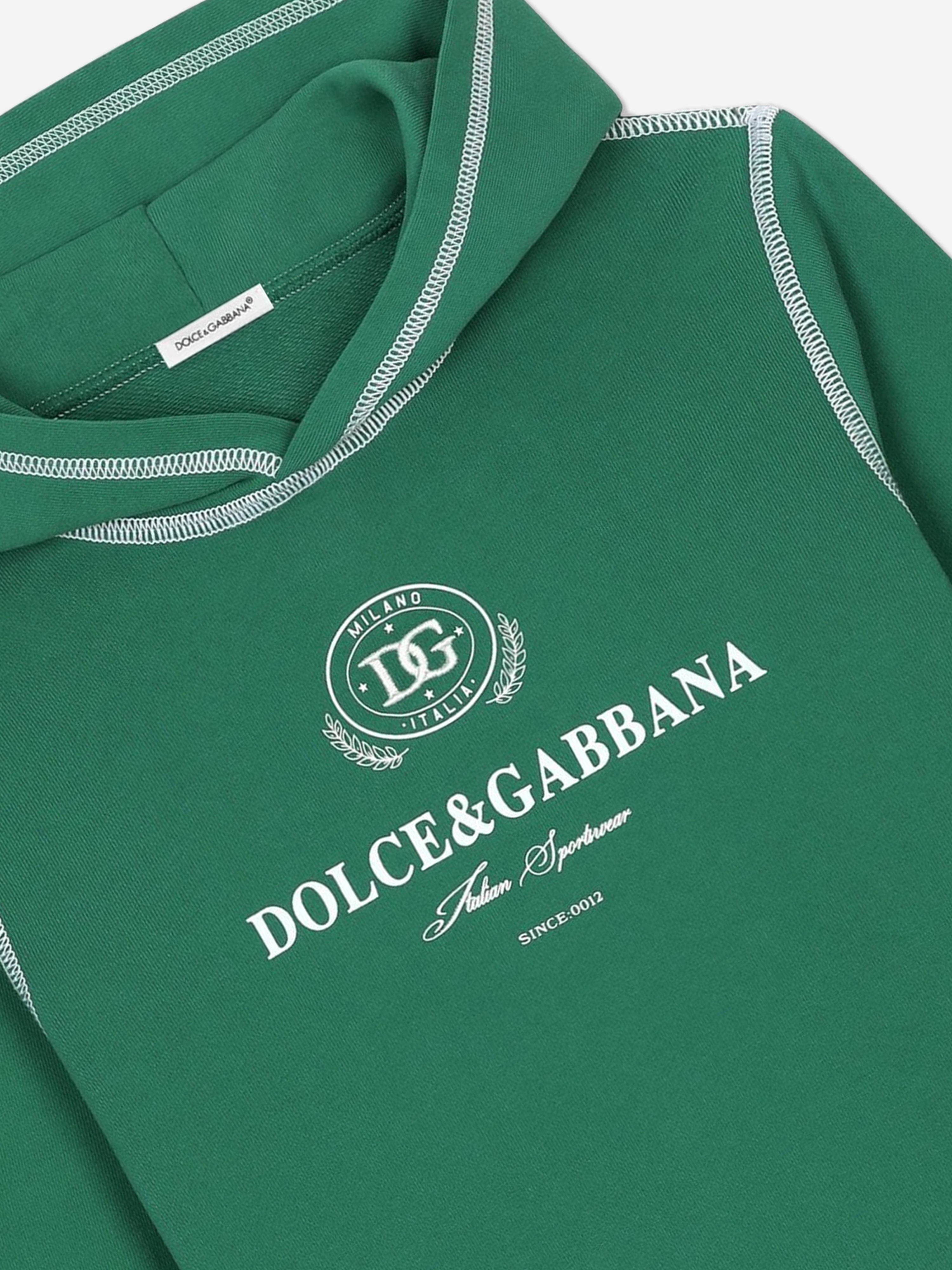 Dolce & Gabbana Boys Logo Hoodie in Green