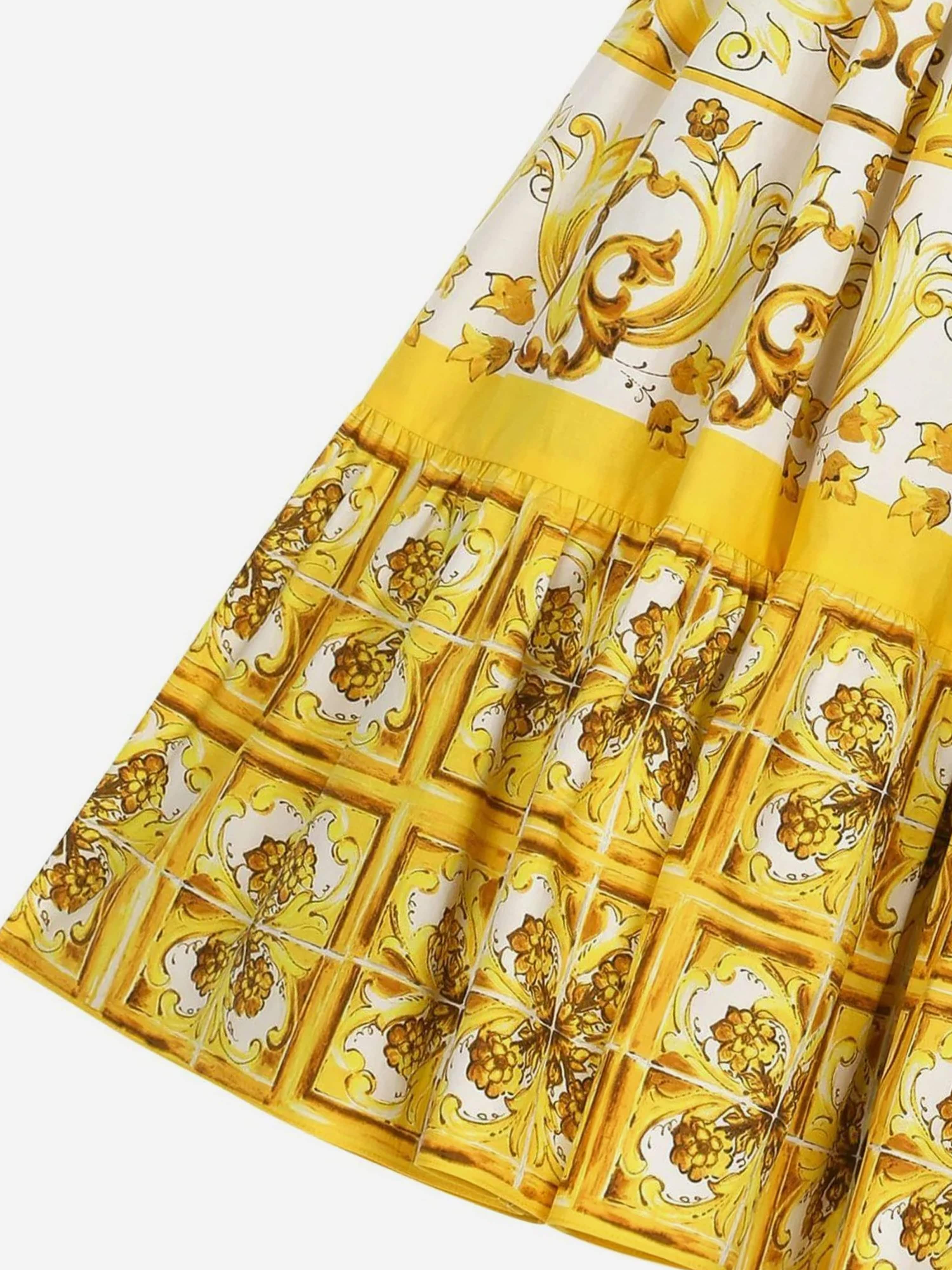 Dolce & Gabbana Girls Maiolica Maxi Dress in Yellow