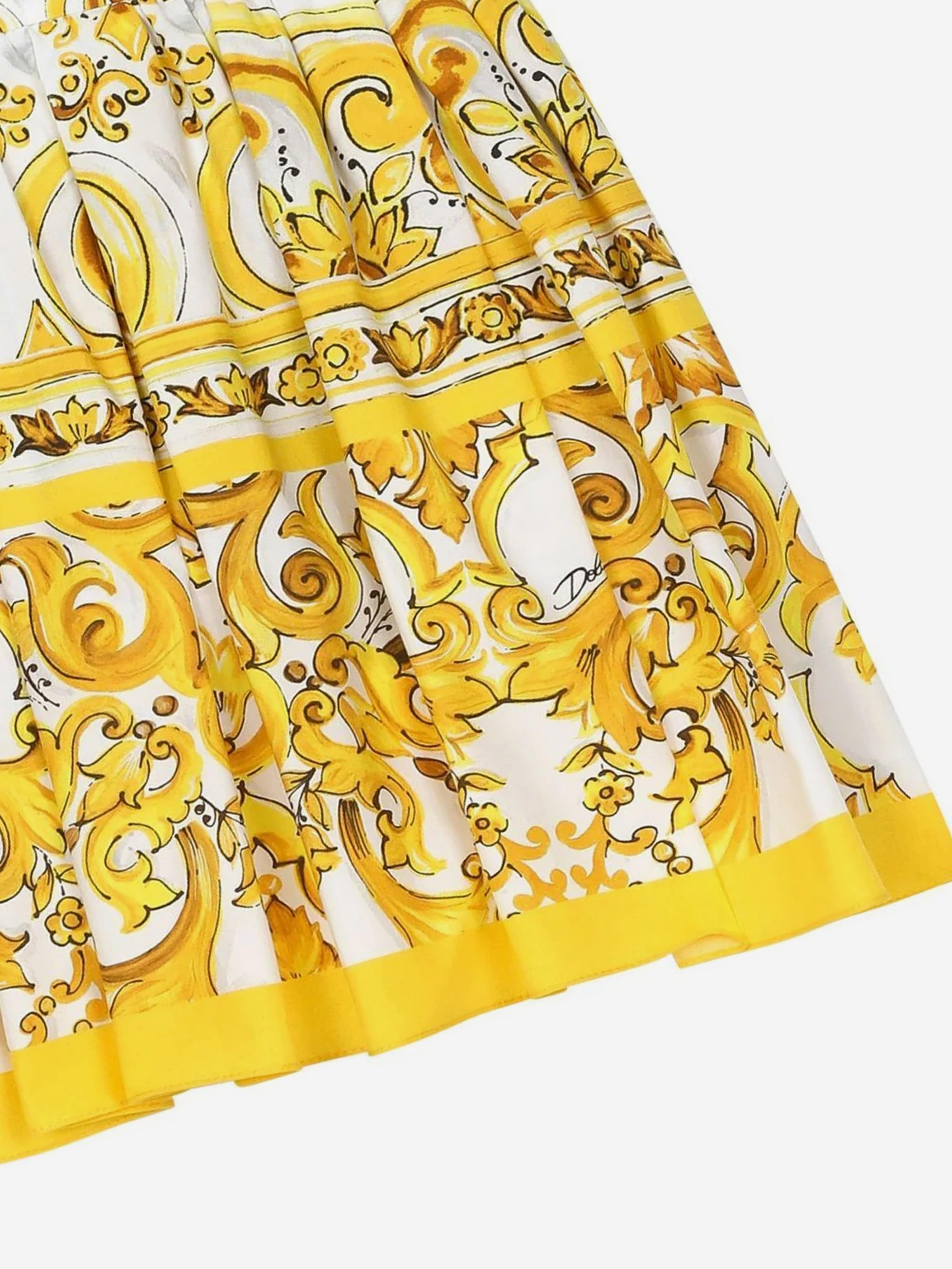 Dolce & Gabbana Girls Maiolica Print Skirt in Yellow