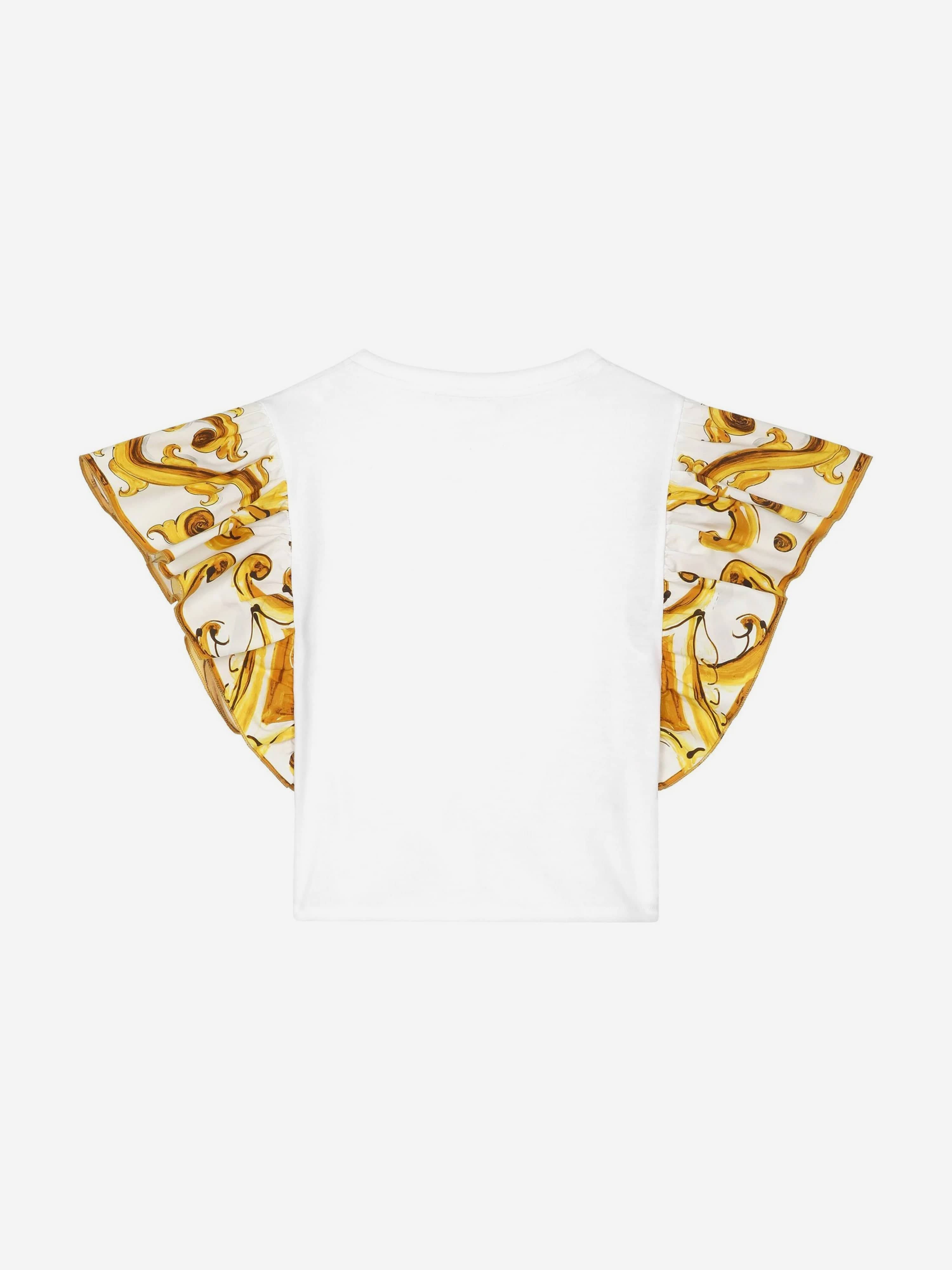 Dolce & Gabbana Girls Maiolica Tie Front Top in White