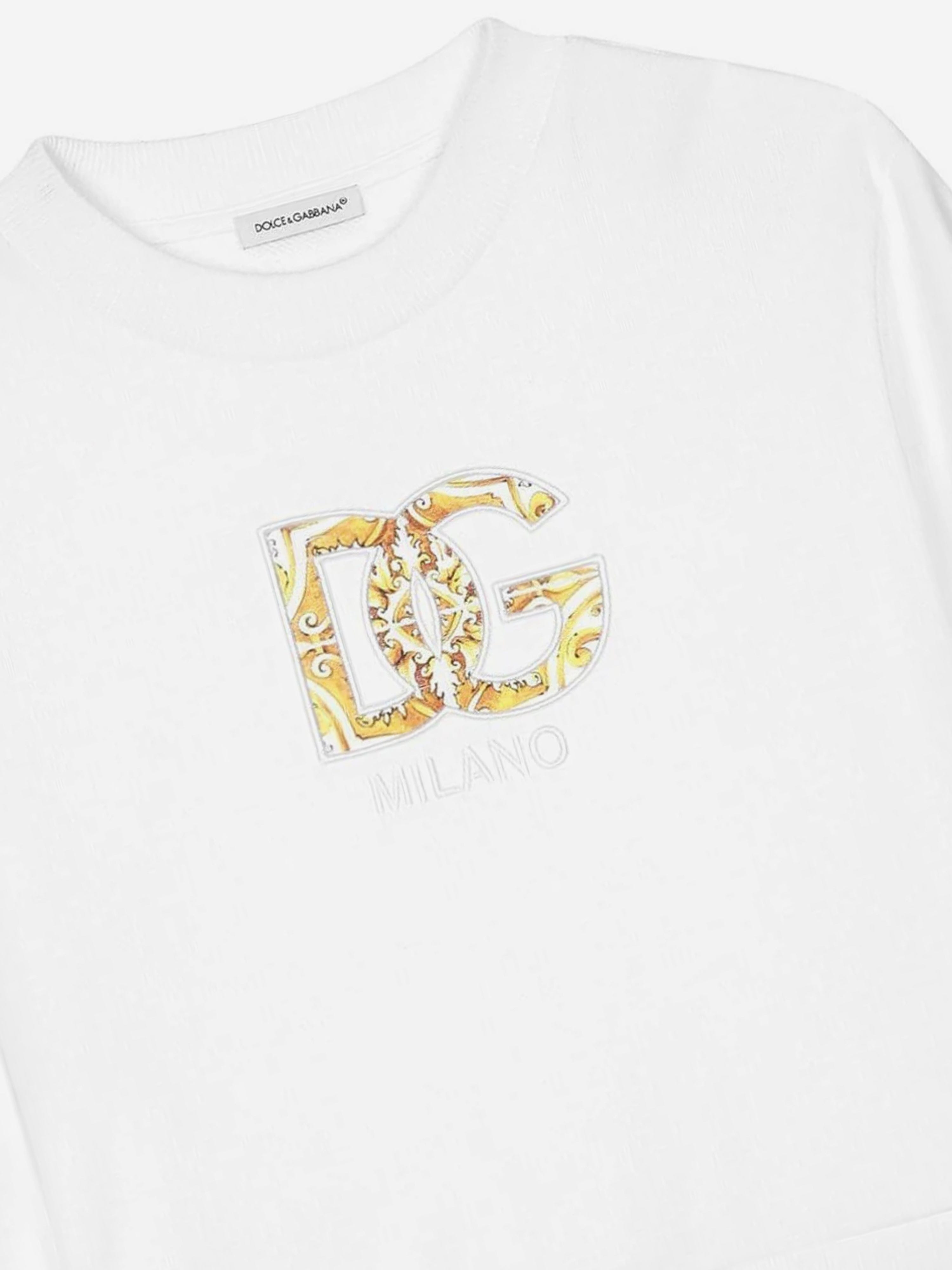 Dolce & Gabbana Girls Maiolica Logo Sweatshirt in White
