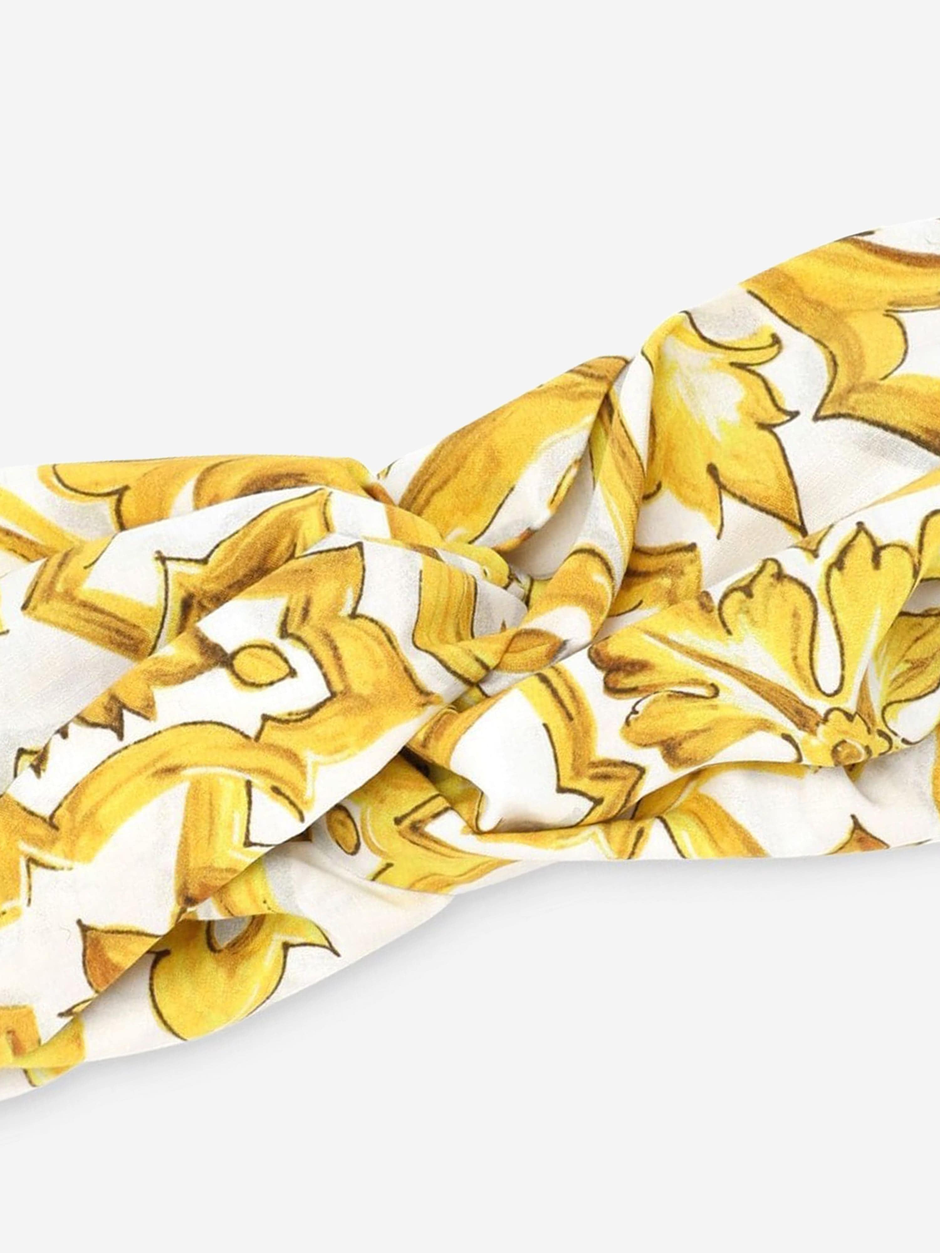 Dolce & Gabbana Grls Maiolica Print Headband in Yellow