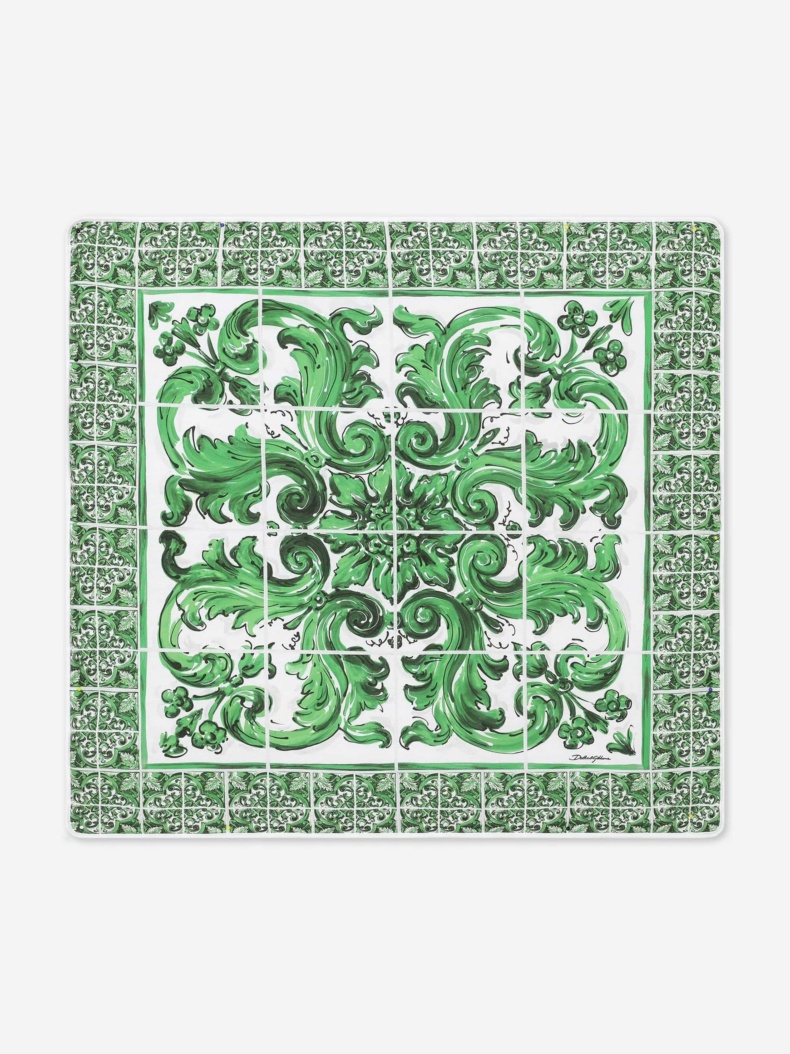Dolce & Gabbana Baby Maiolica Print Blanket in Green