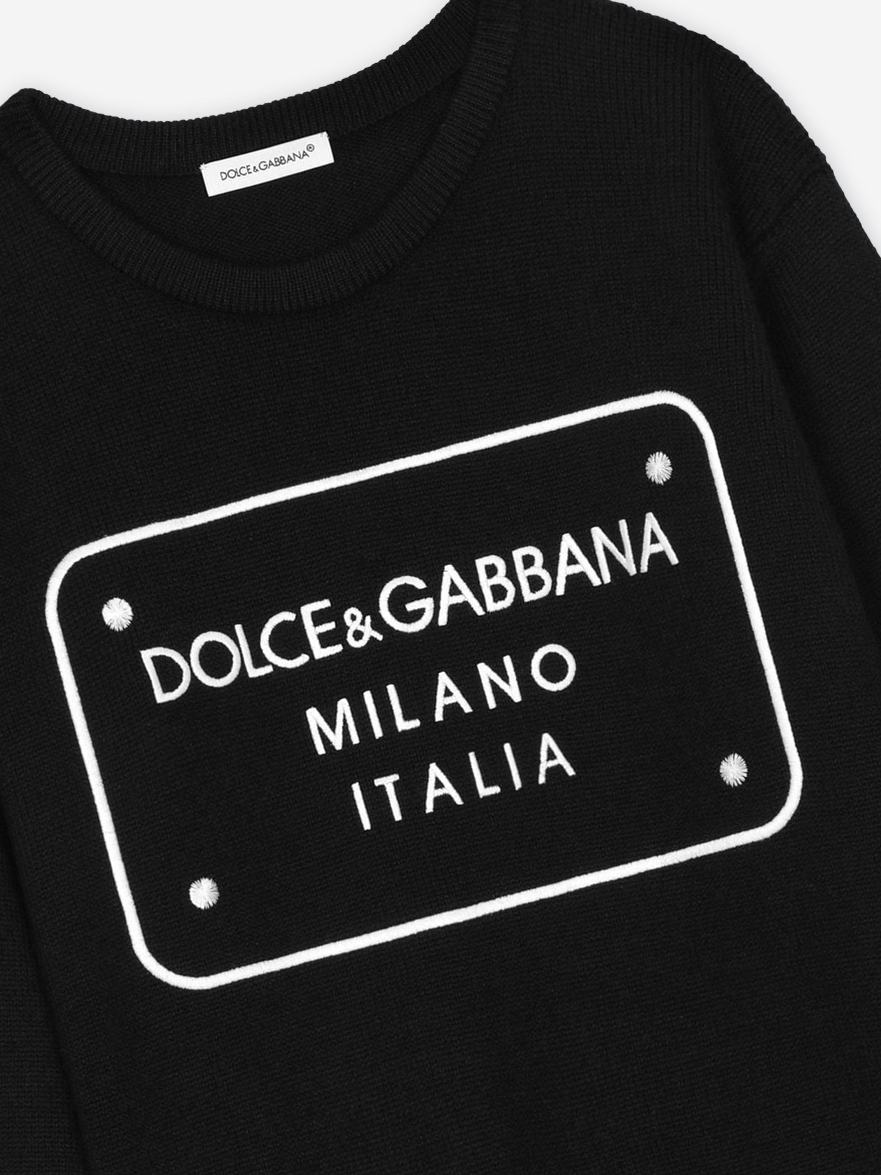 Dolce & Gabbana Boys Logo Tag Jumper in Black