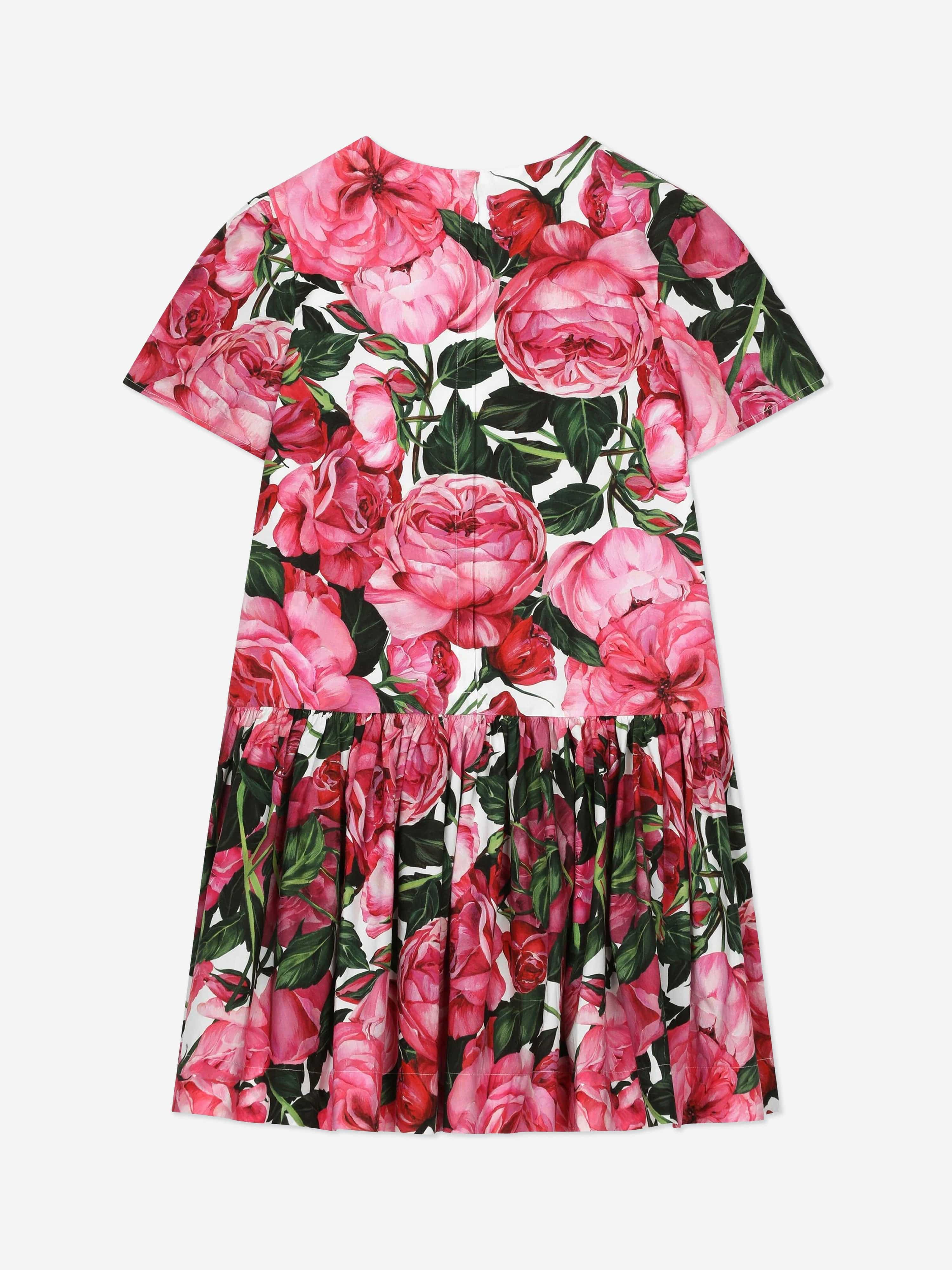 Dolce & Gabbana Girls Rose Shirt Dress in Pink