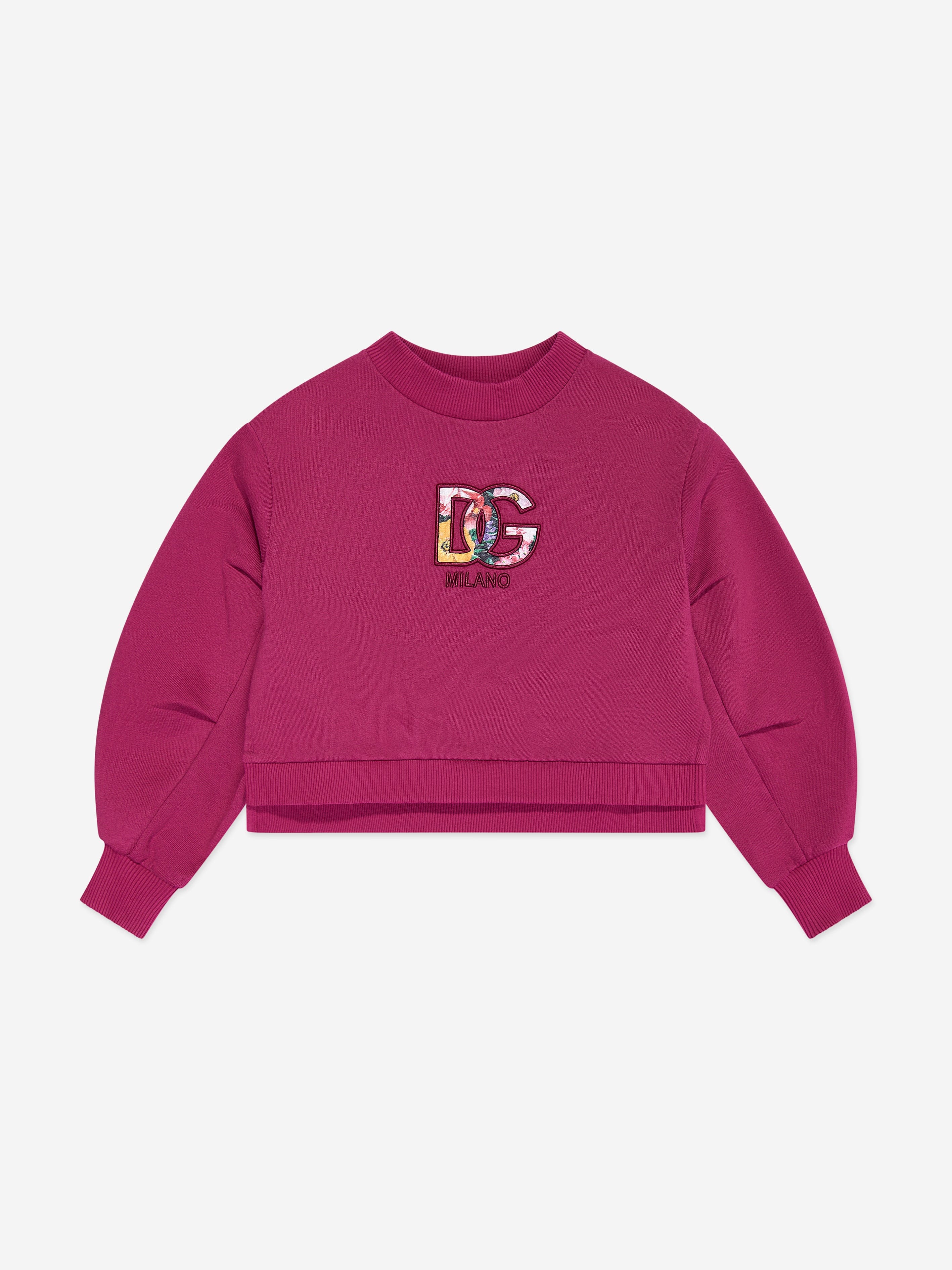 Girls Embroidered Logo Sweatshirt in Pink