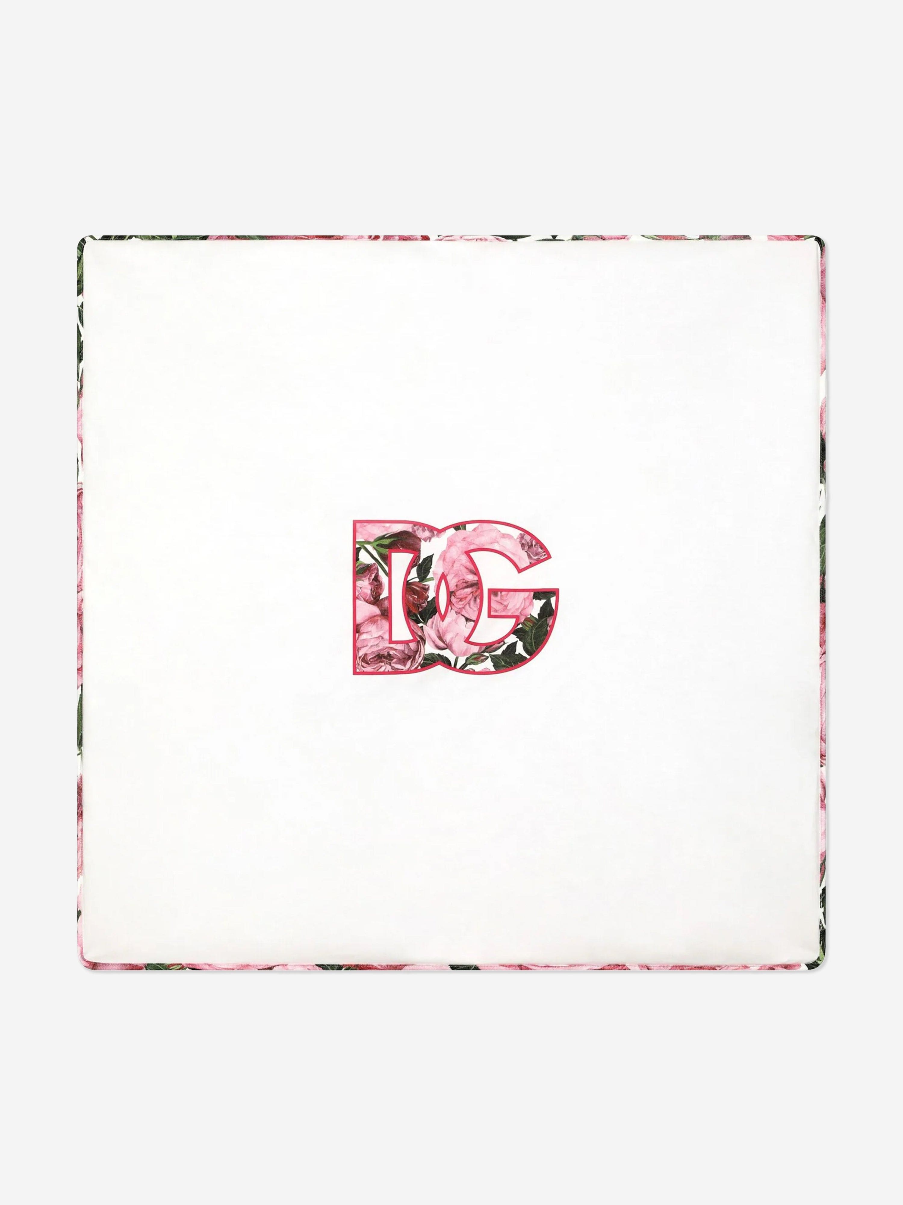 Dolce & Gabbana Baby Girls DG Rose Logo Blanket in White