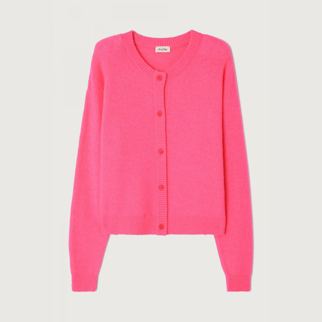 Women Bright Pink Knit Cardigan