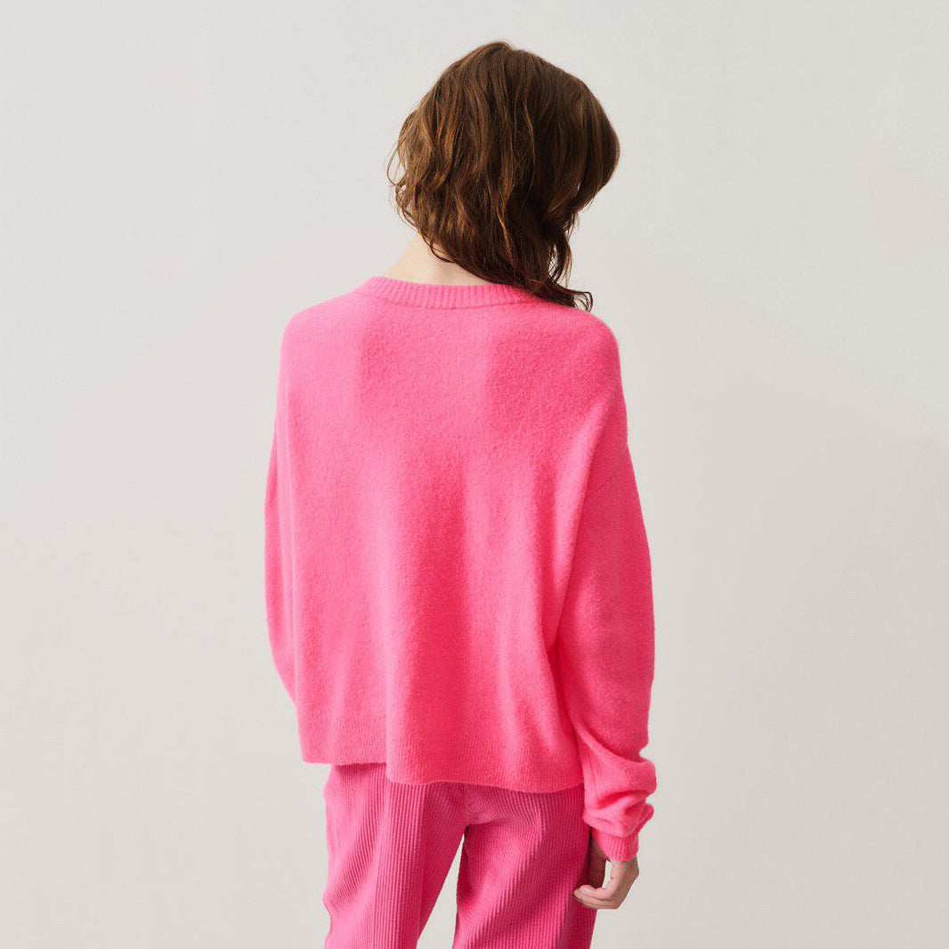 Women Bright Pink Knit Cardigan