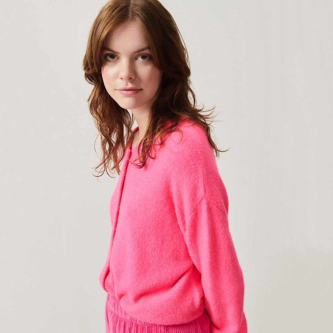 Women Bright Pink Knit Cardigan