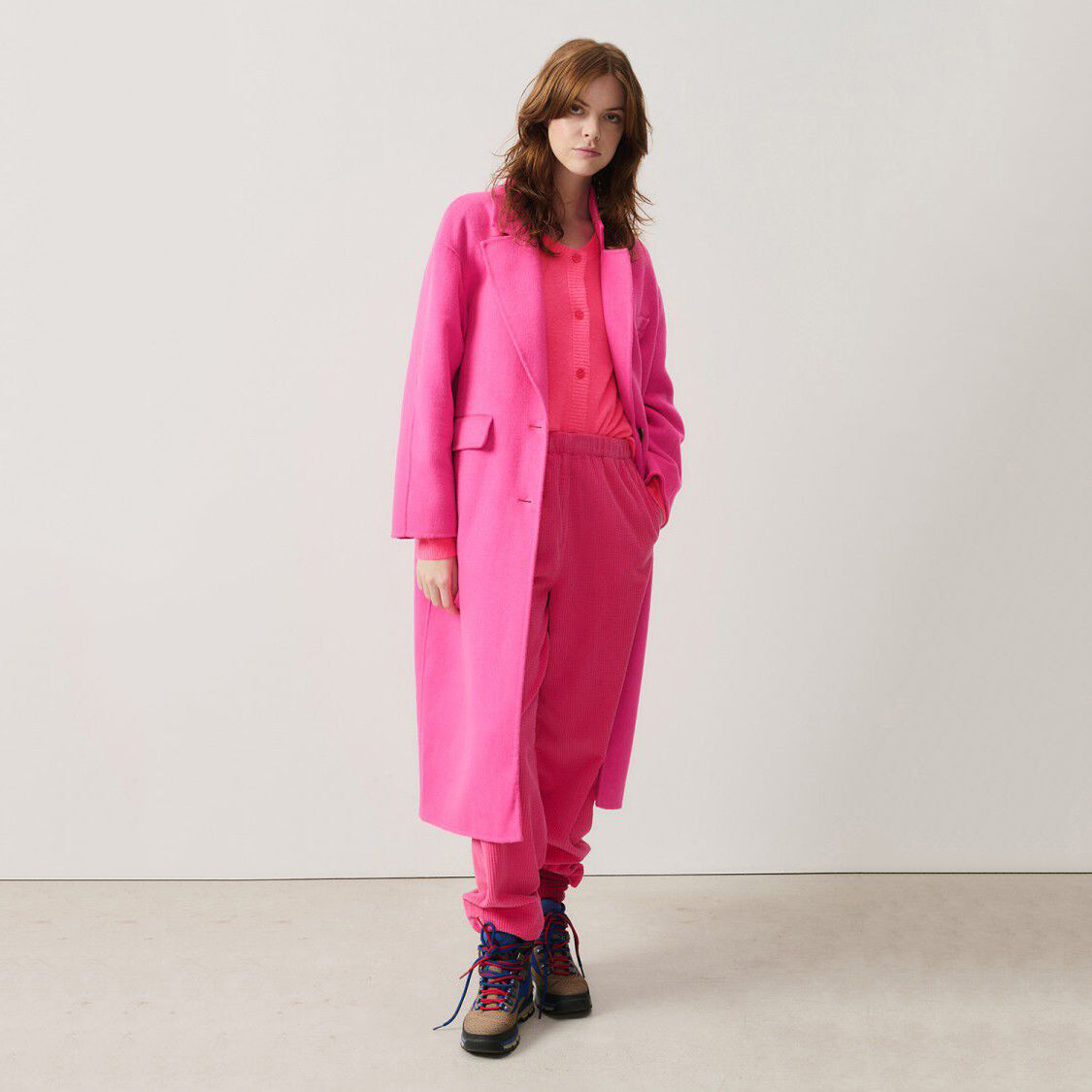 Women Bright Pink Knit Cardigan