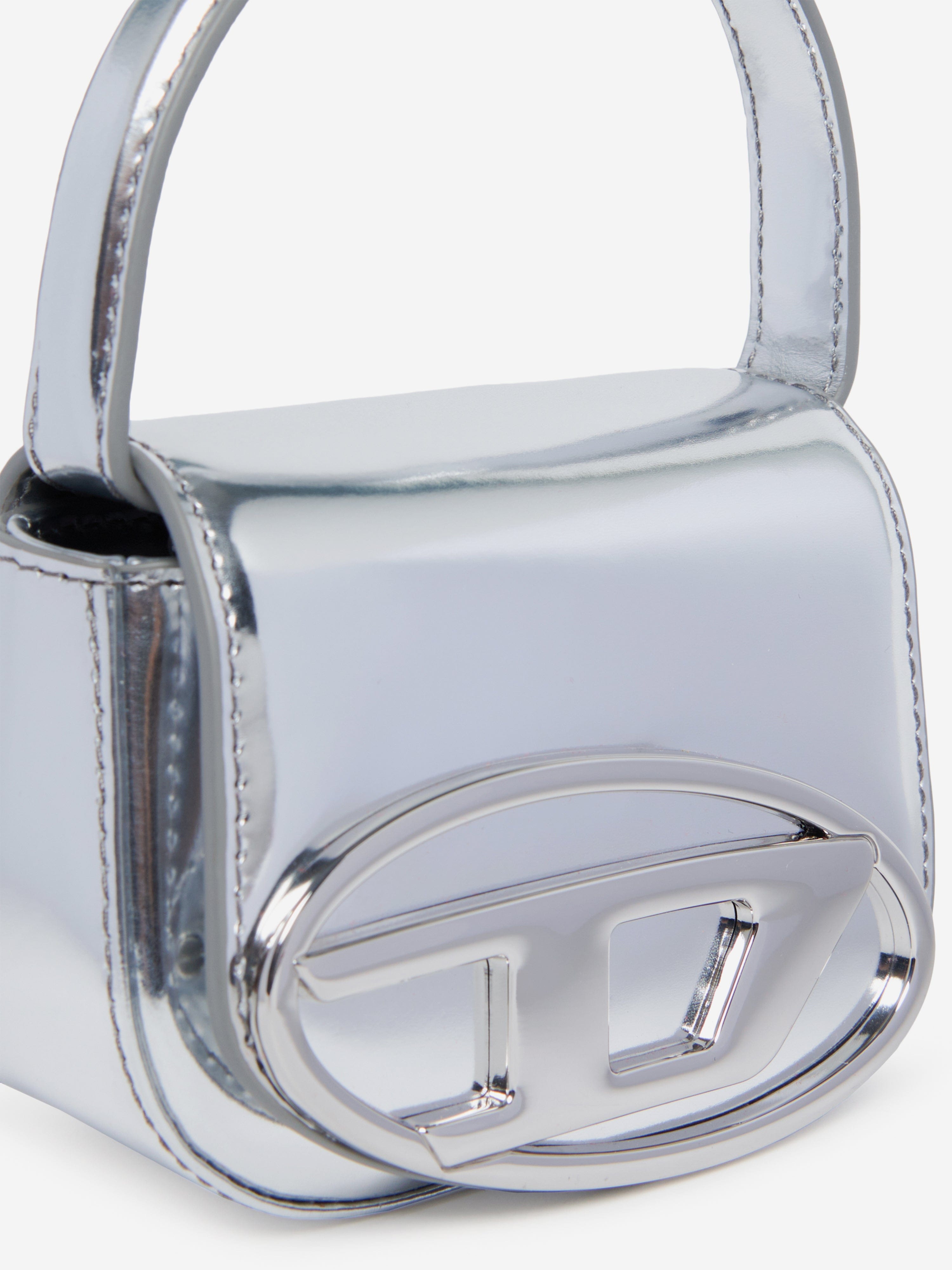 Diesel Girls Leather Oval D Logo Handbag in Silver (20cm)