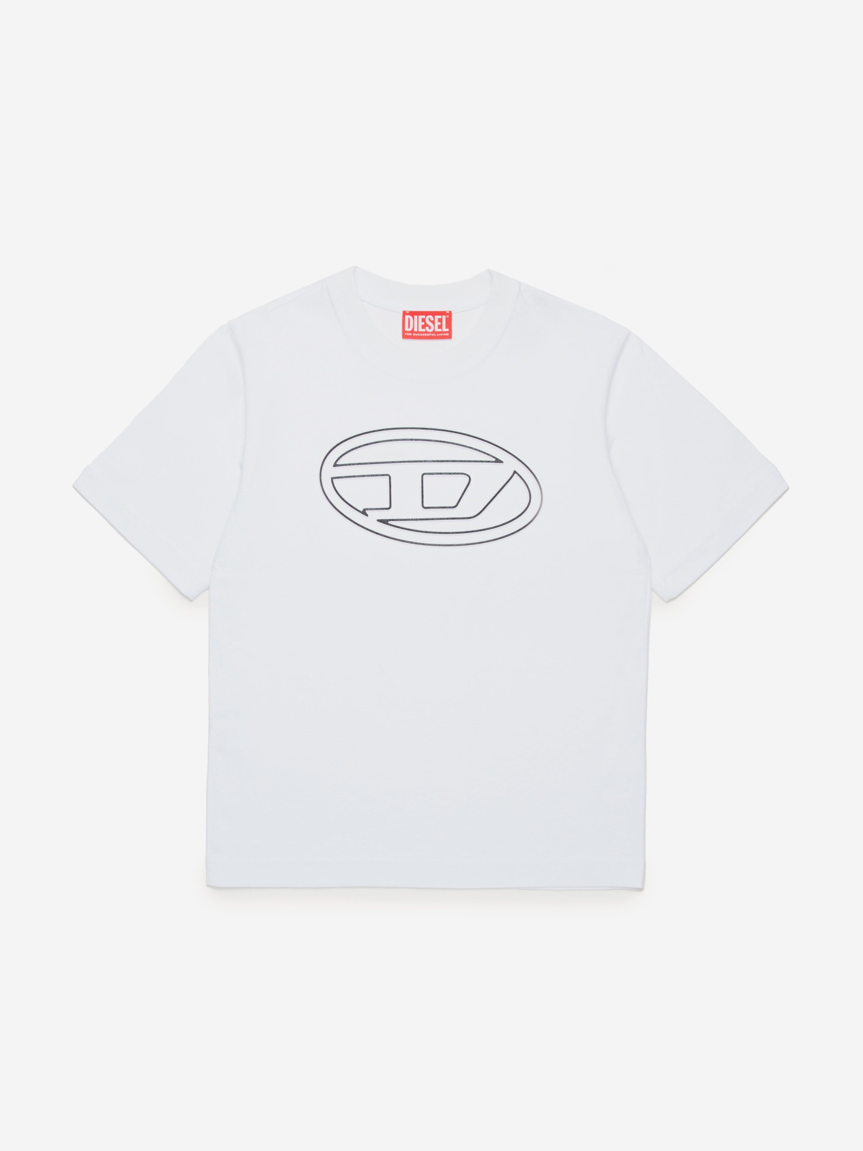 Diesel Boys Oval D Logo T-Shirt in White