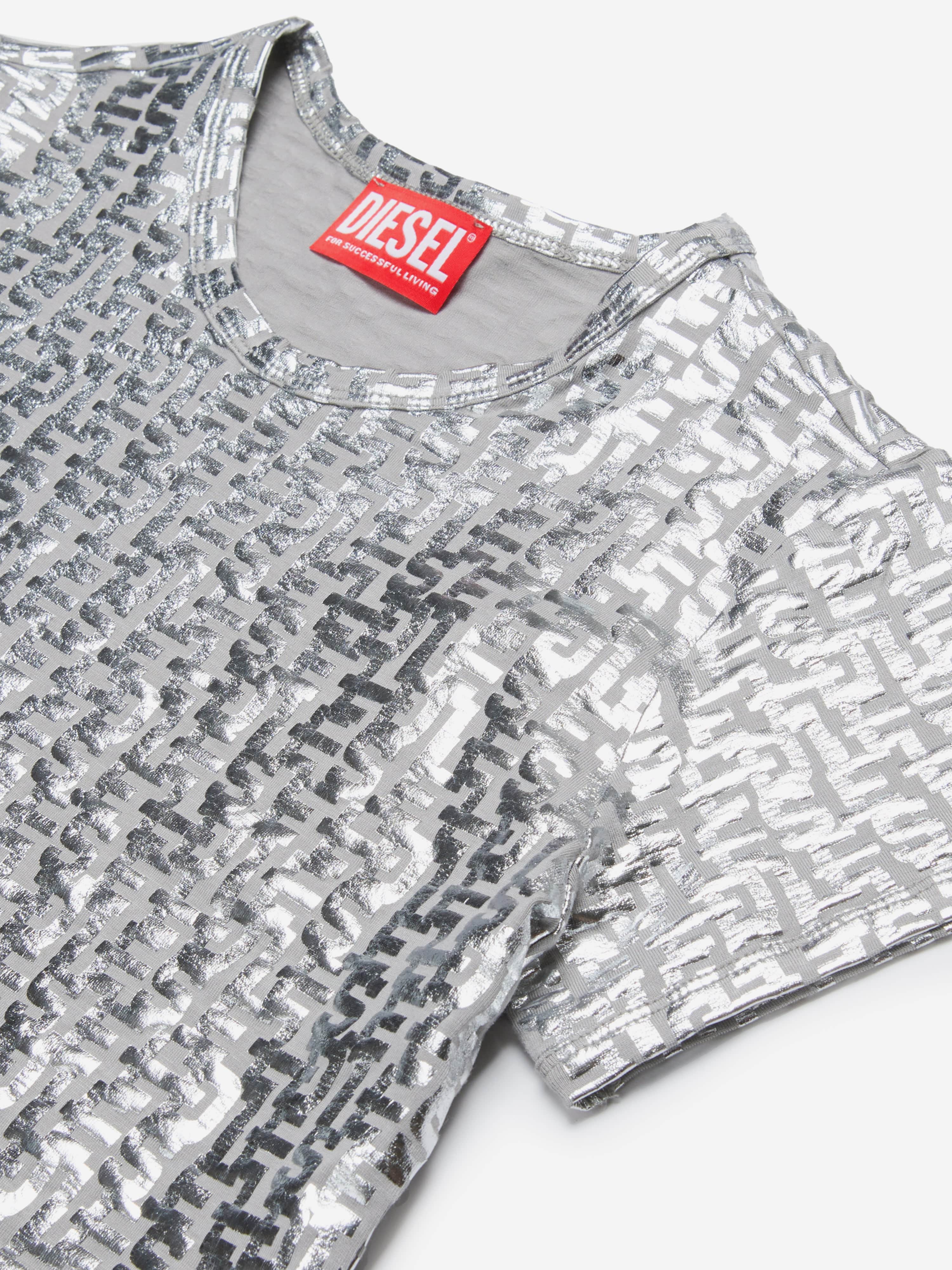 Diesel Girls Branded T-Shirt in Silver