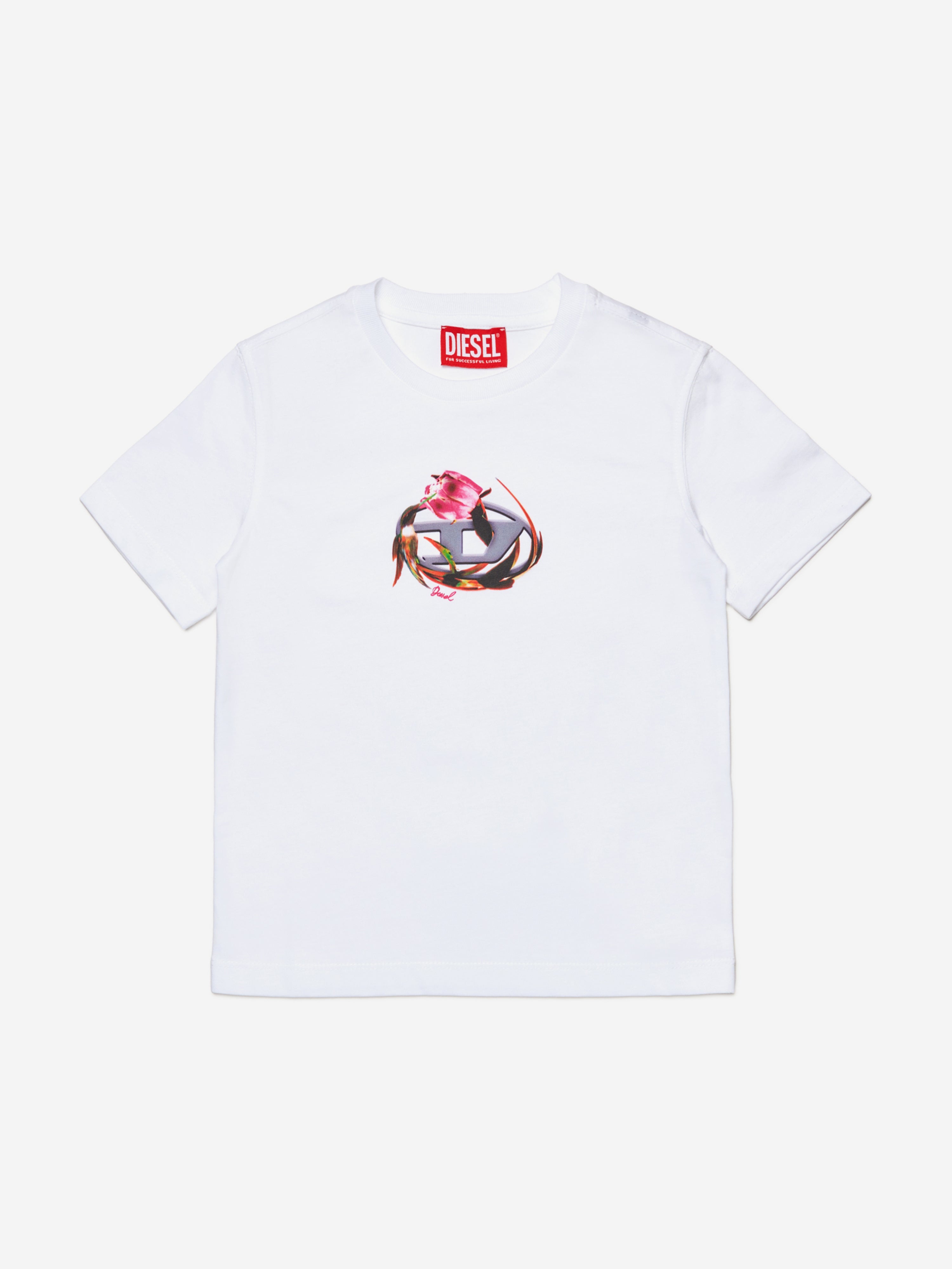 Diesel Girls Logo T-Shirt in White