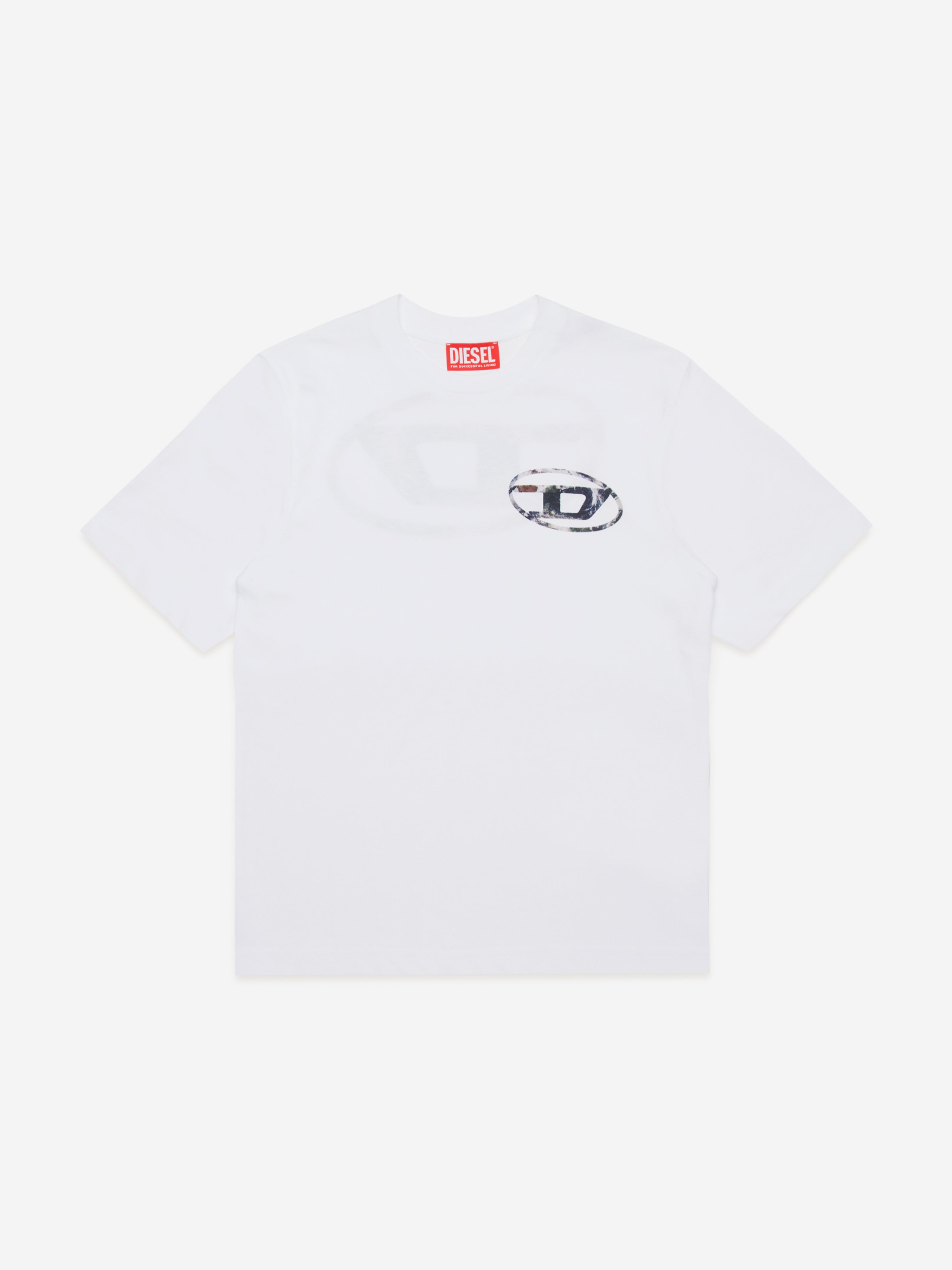 Diesel Boys Oval D Logo T-Shirt in White
