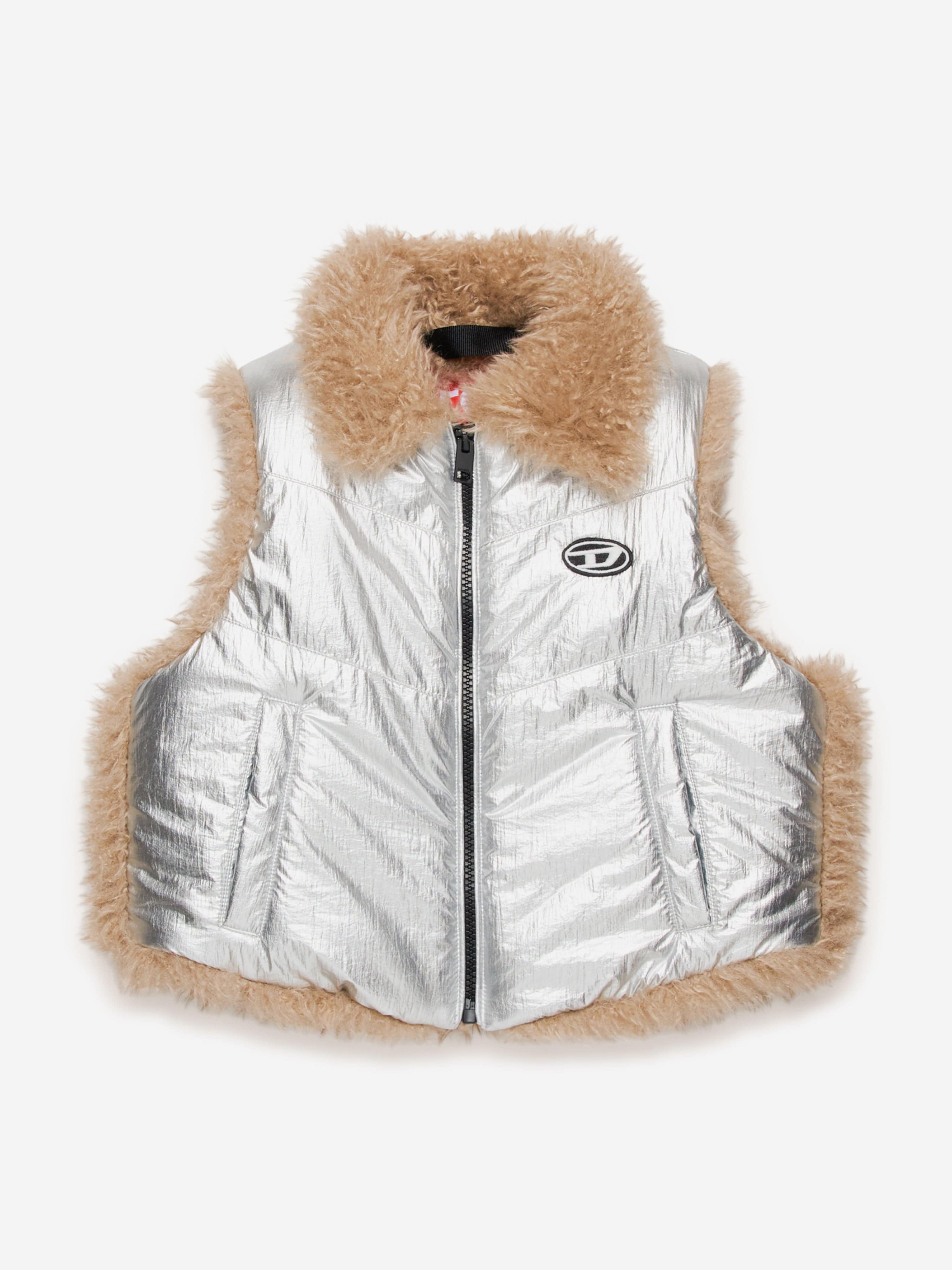 Diesel Girls Metallic Gilet in Silver