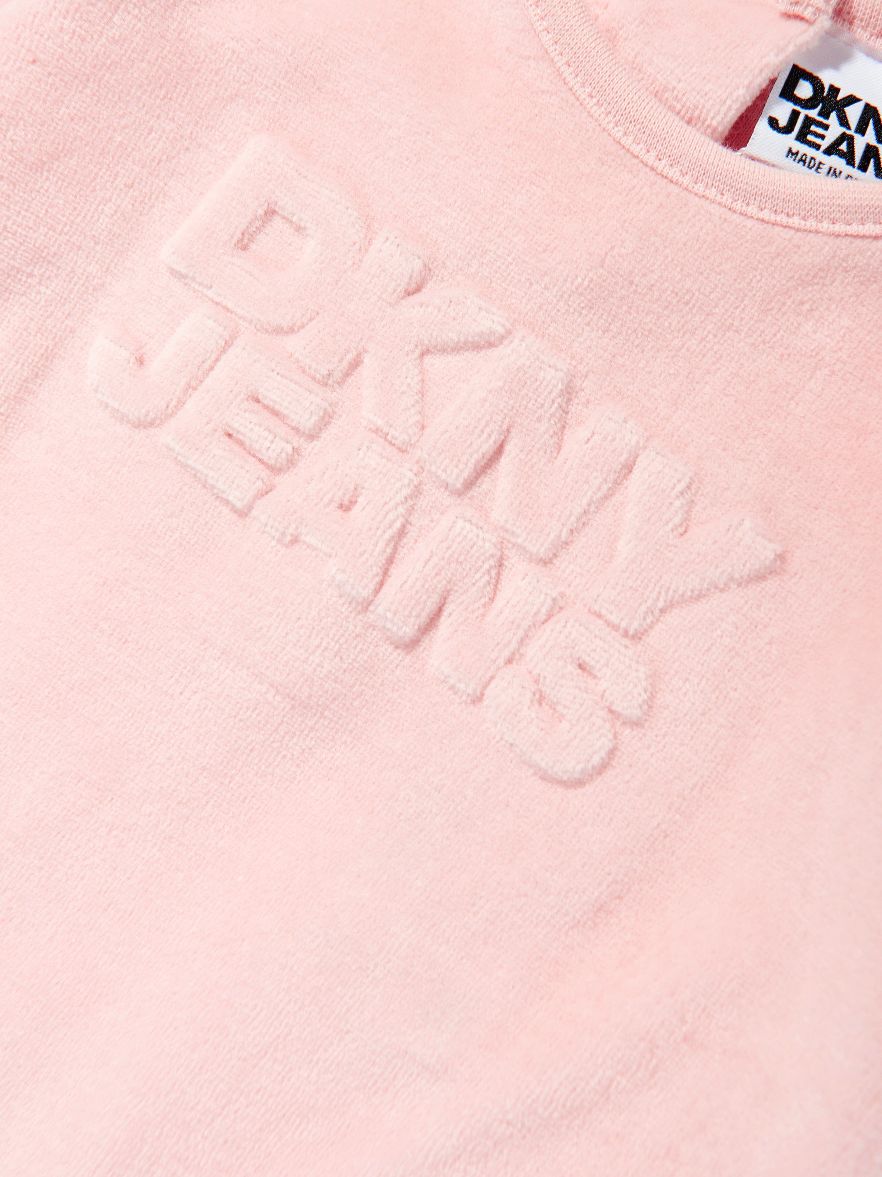 DKNY Baby Girls Velour Babygrow in Pink