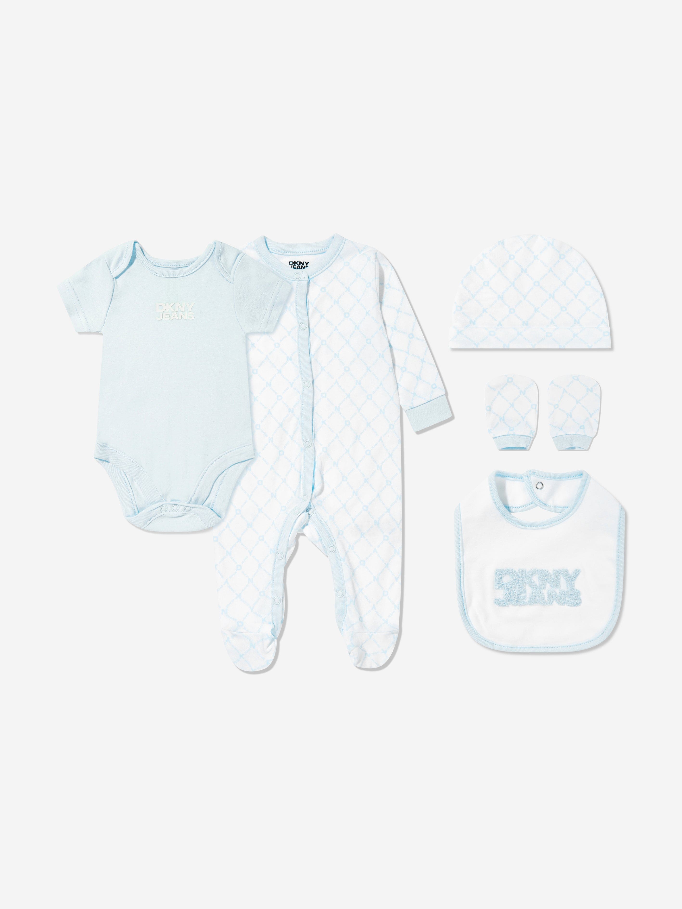 DKNY Baby Boys 5 Piece Babygrow Set in Blue