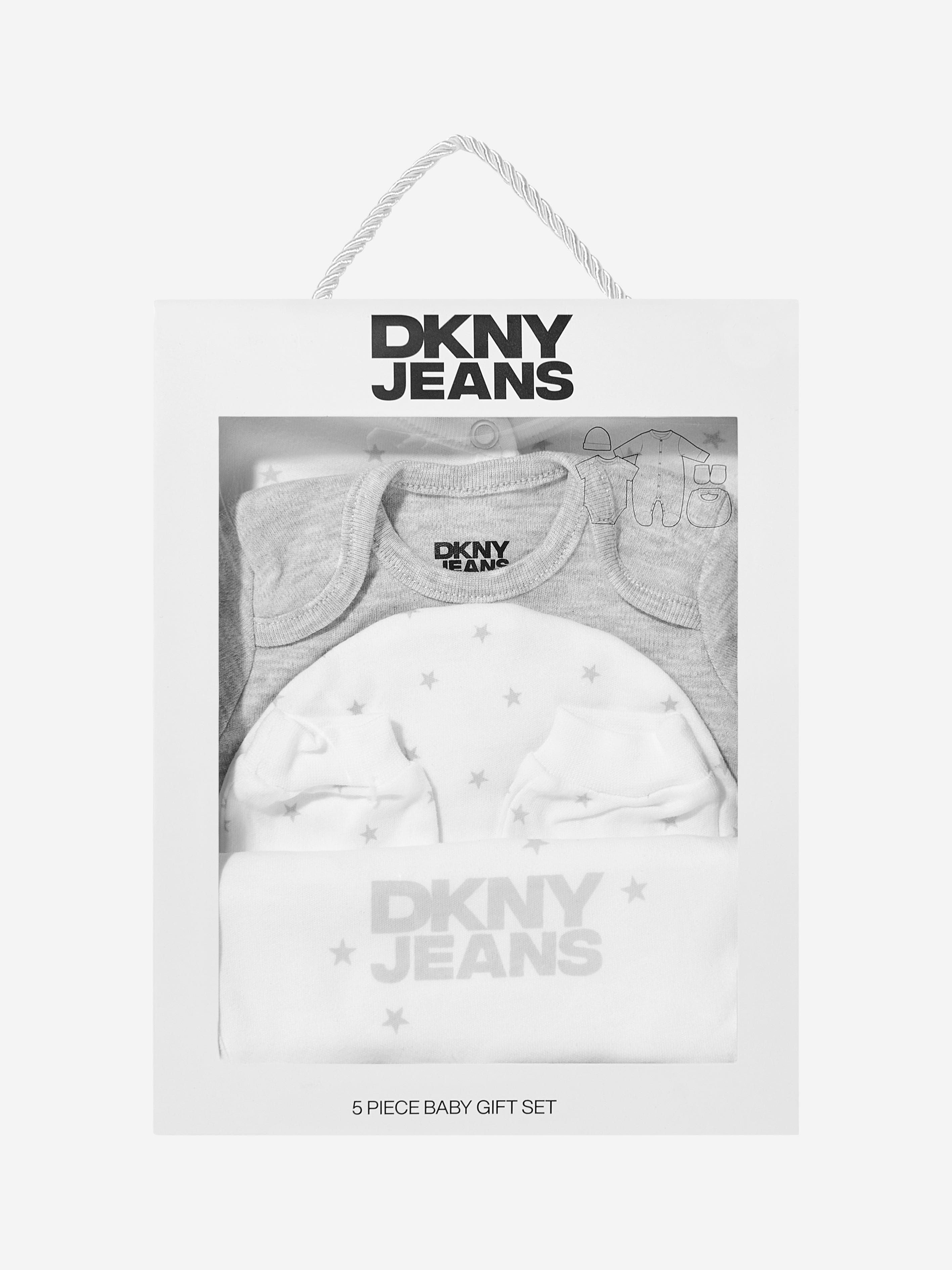 DKNY Baby Boys 5 Piece Babygrow Set in White