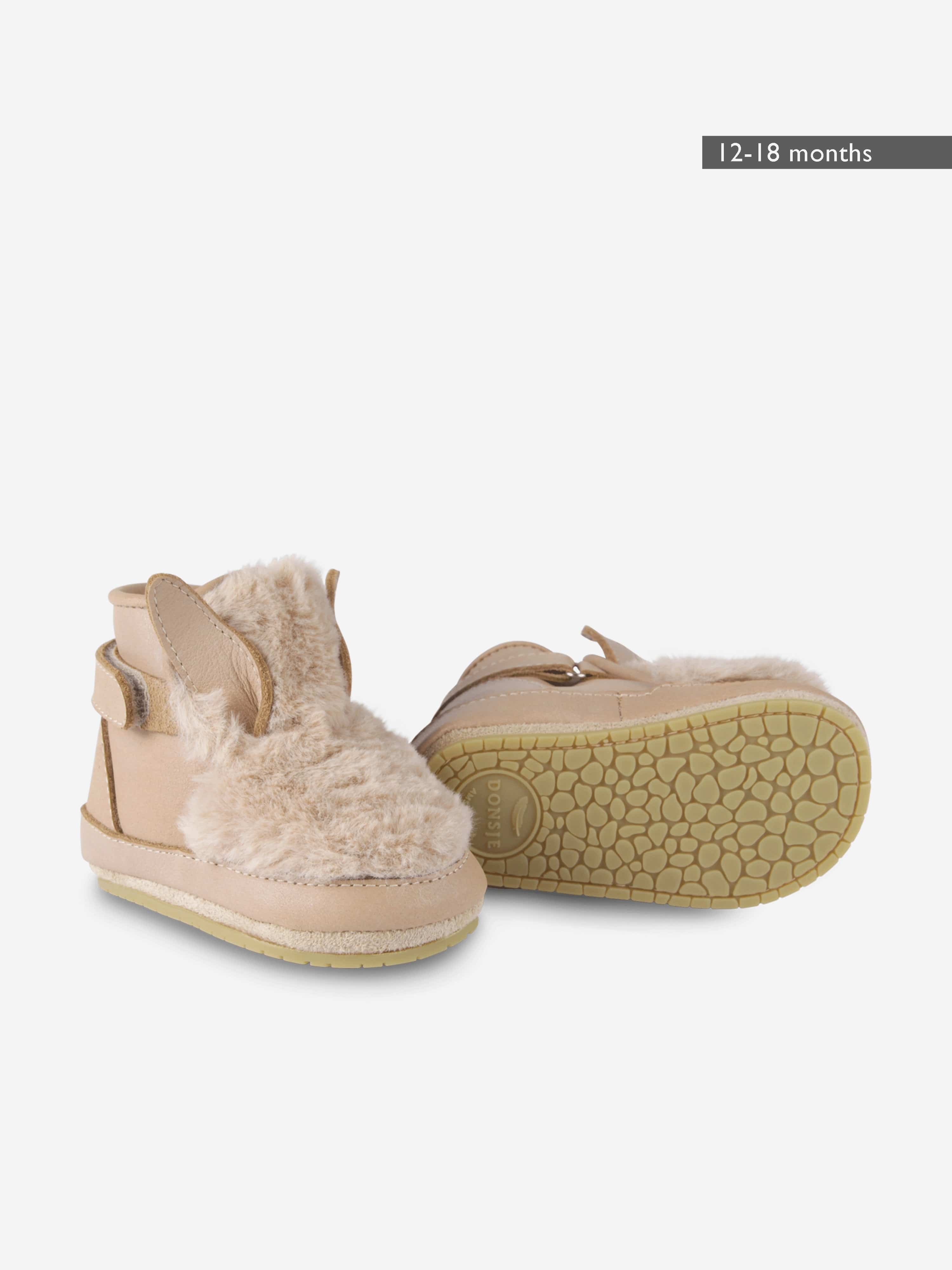 Baby Girls Richy Fluffy Bunny Booties in Beige