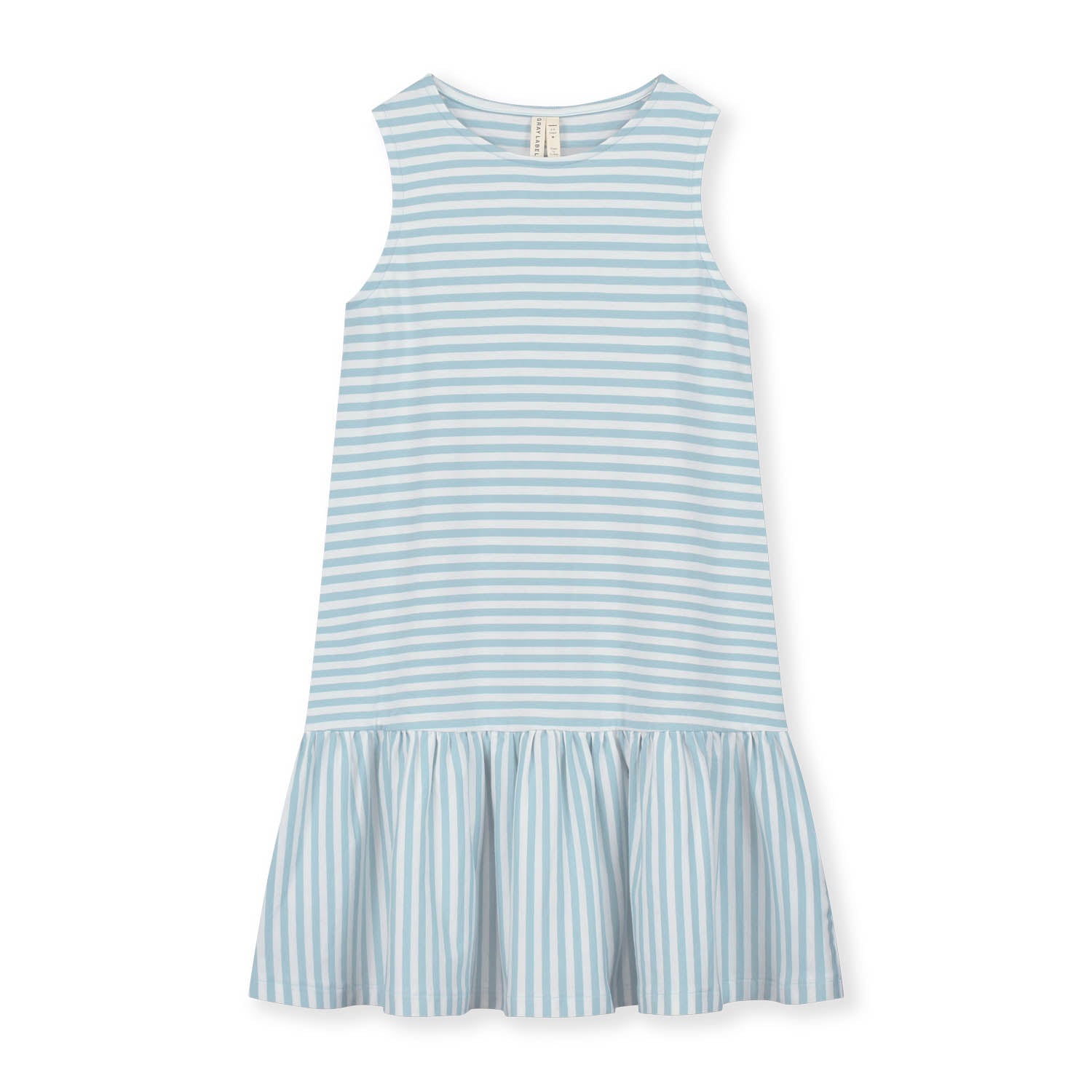Girls Sky Blue Stripes Cotton Dress