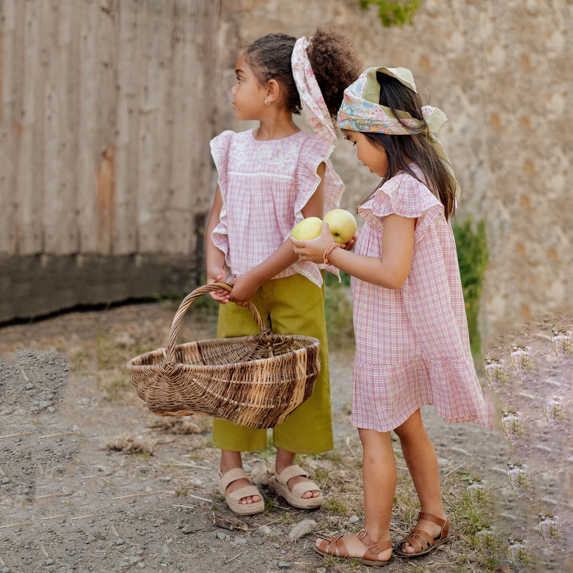 Girls Pink Check Cotton Dress