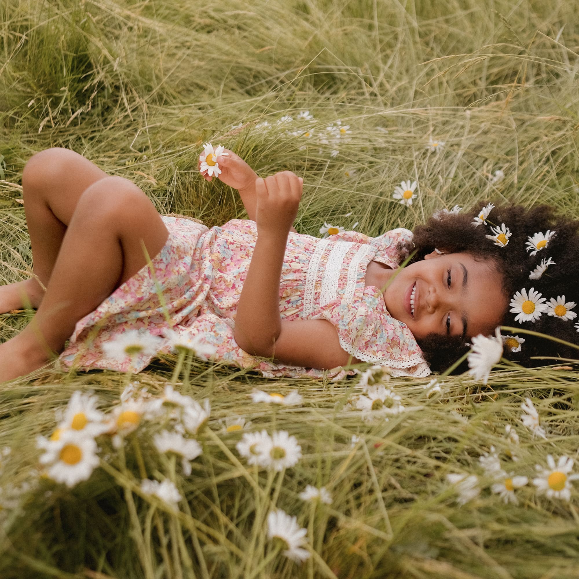 Girls Pink Floral Cotton Dress