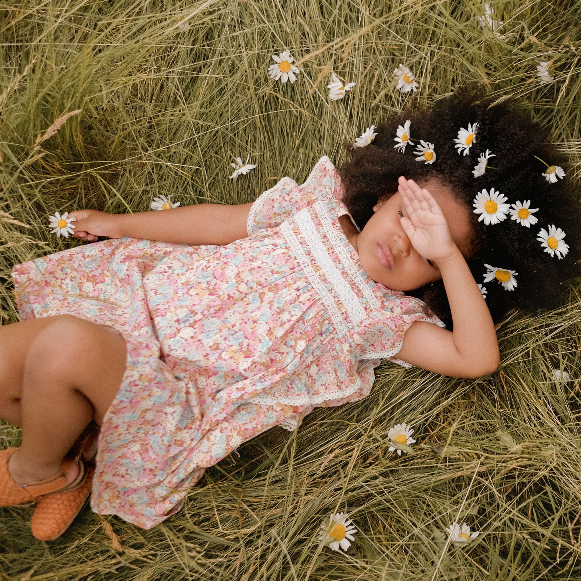 Girls Pink Floral Cotton Dress