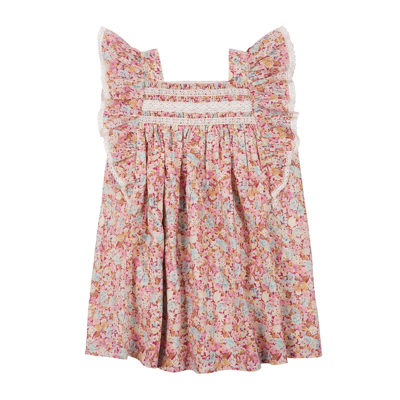 Girls Pink Floral Cotton Dress