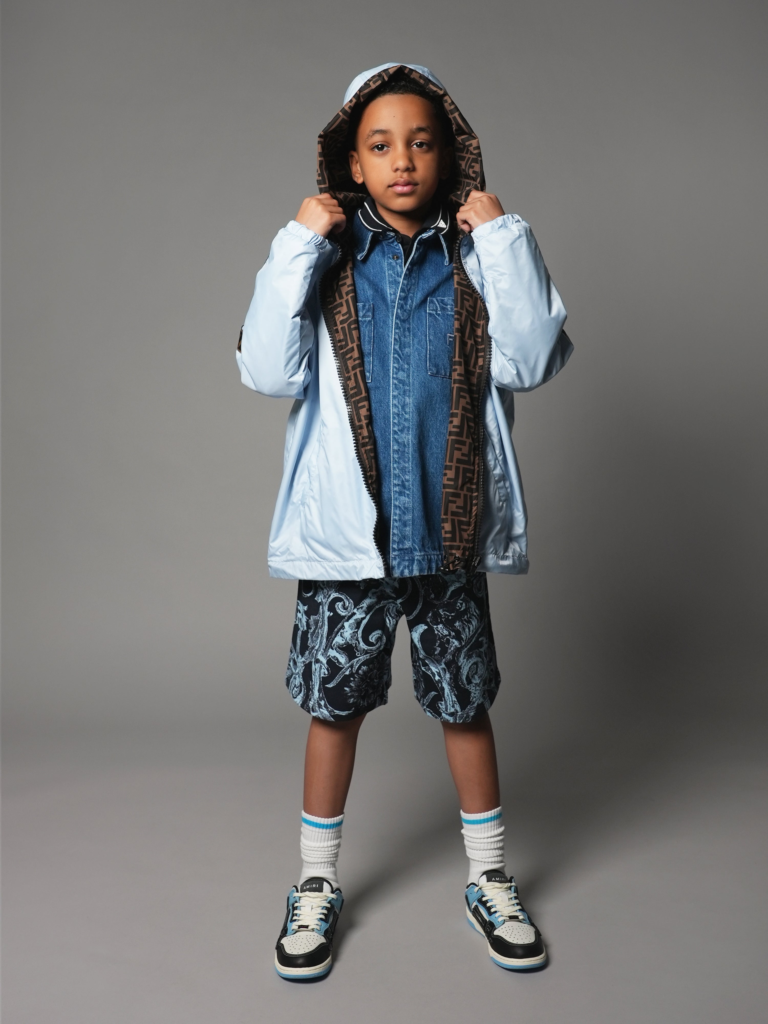 Kids FF Logo Reversible Windbreaker in Blue