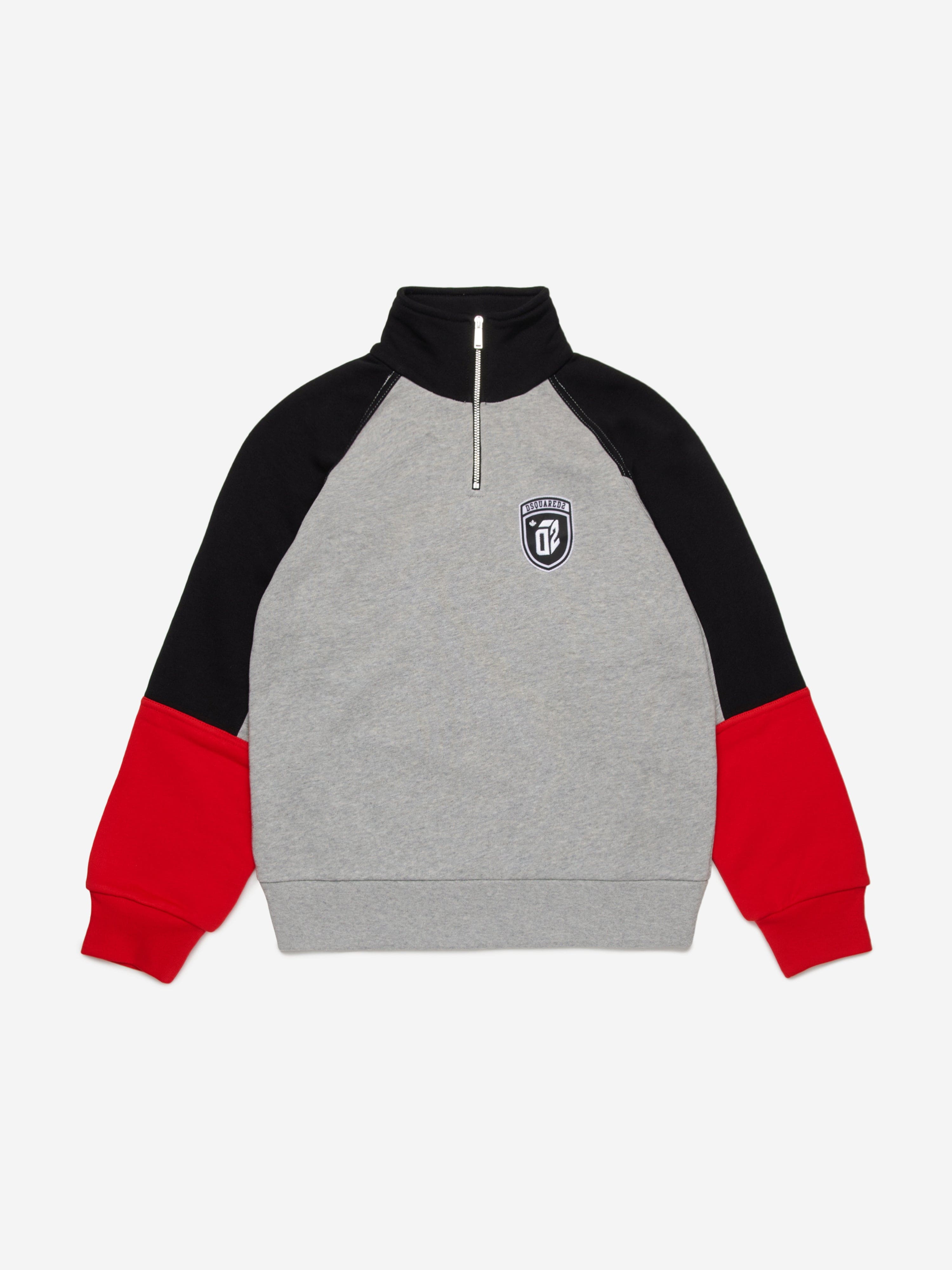 Kids Colourblock Half Zip Sweatshirt in Grey
