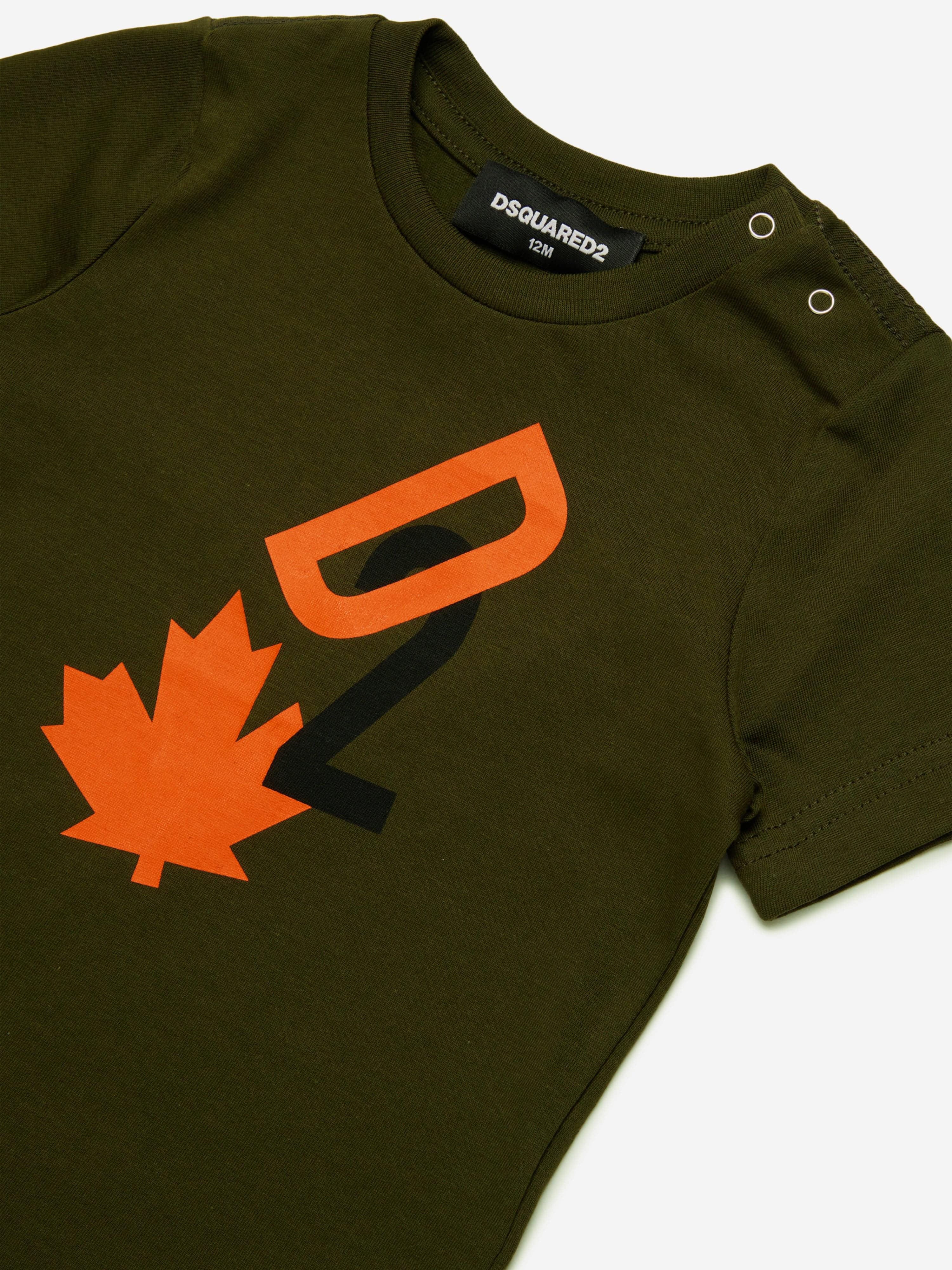 Dsquared2 Baby Maple Leaf Logo T-Shirt in Green