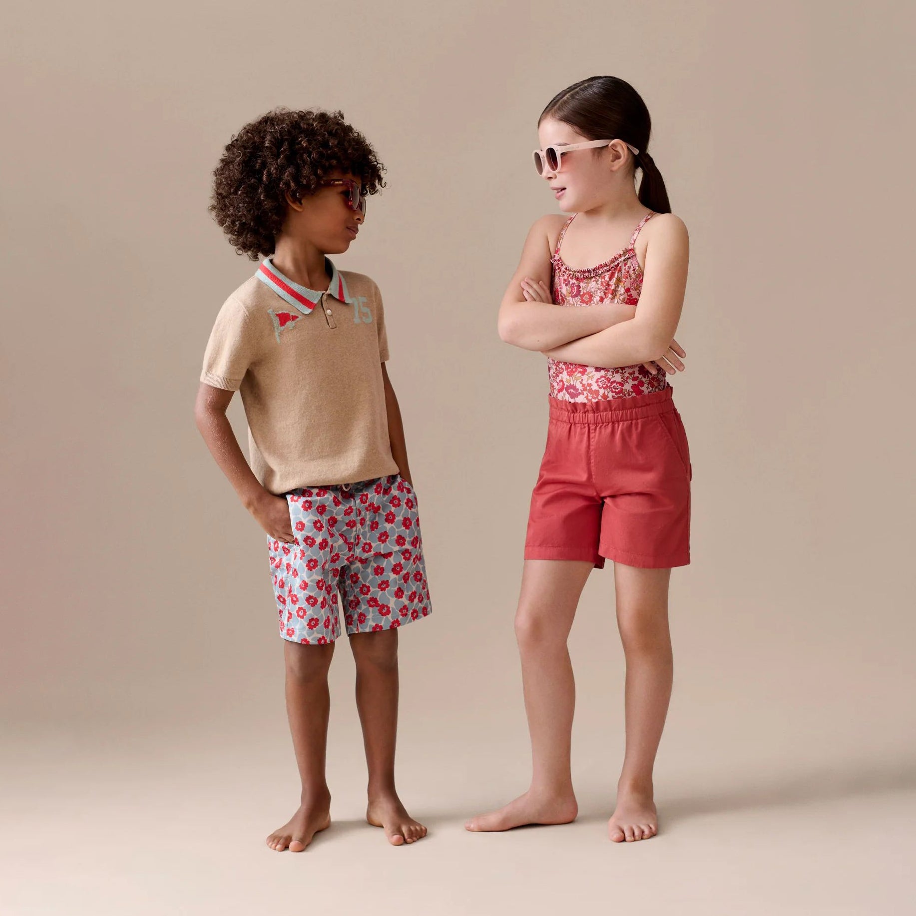 Girls Red Cotton Shorts