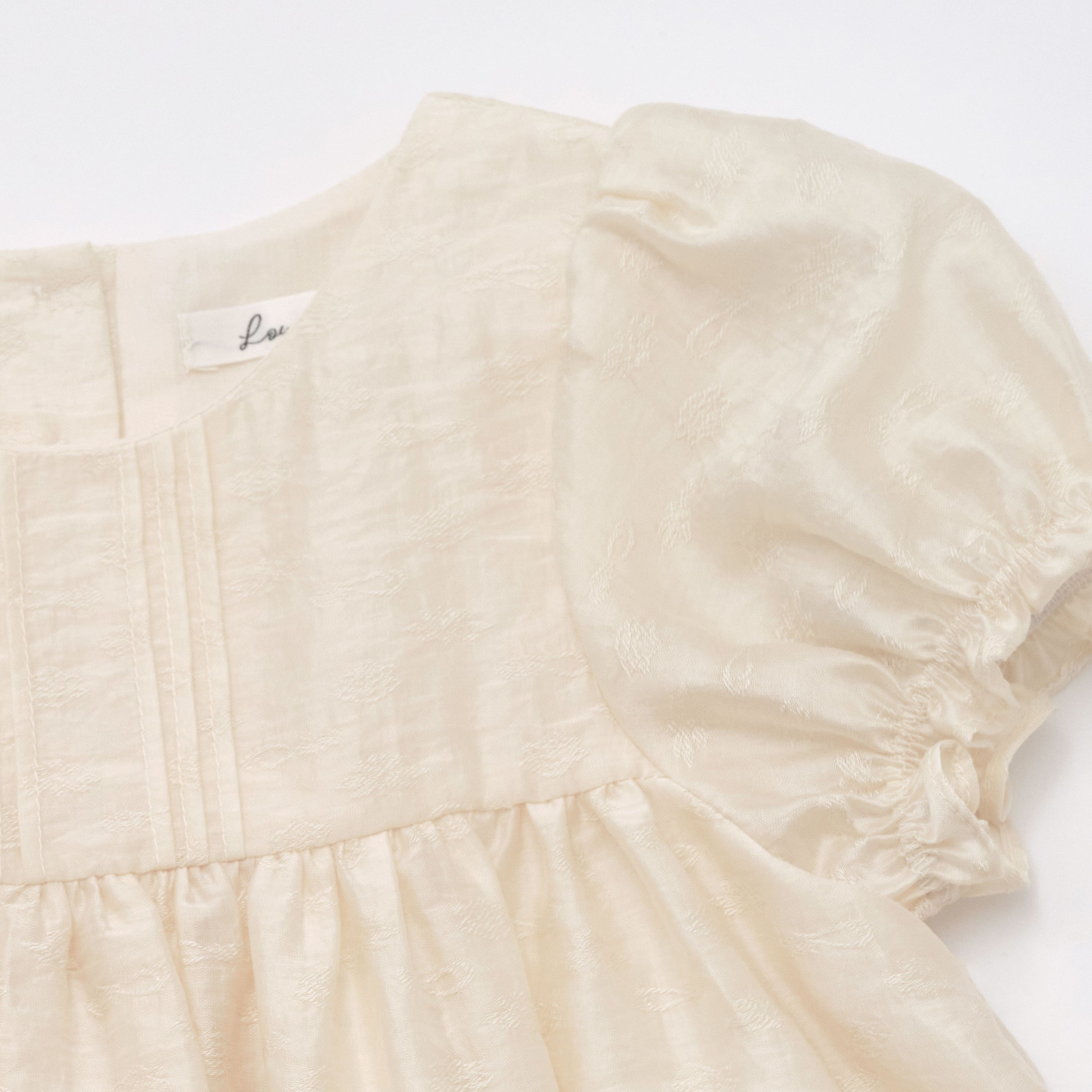 Girls Beige Jacquard Dress