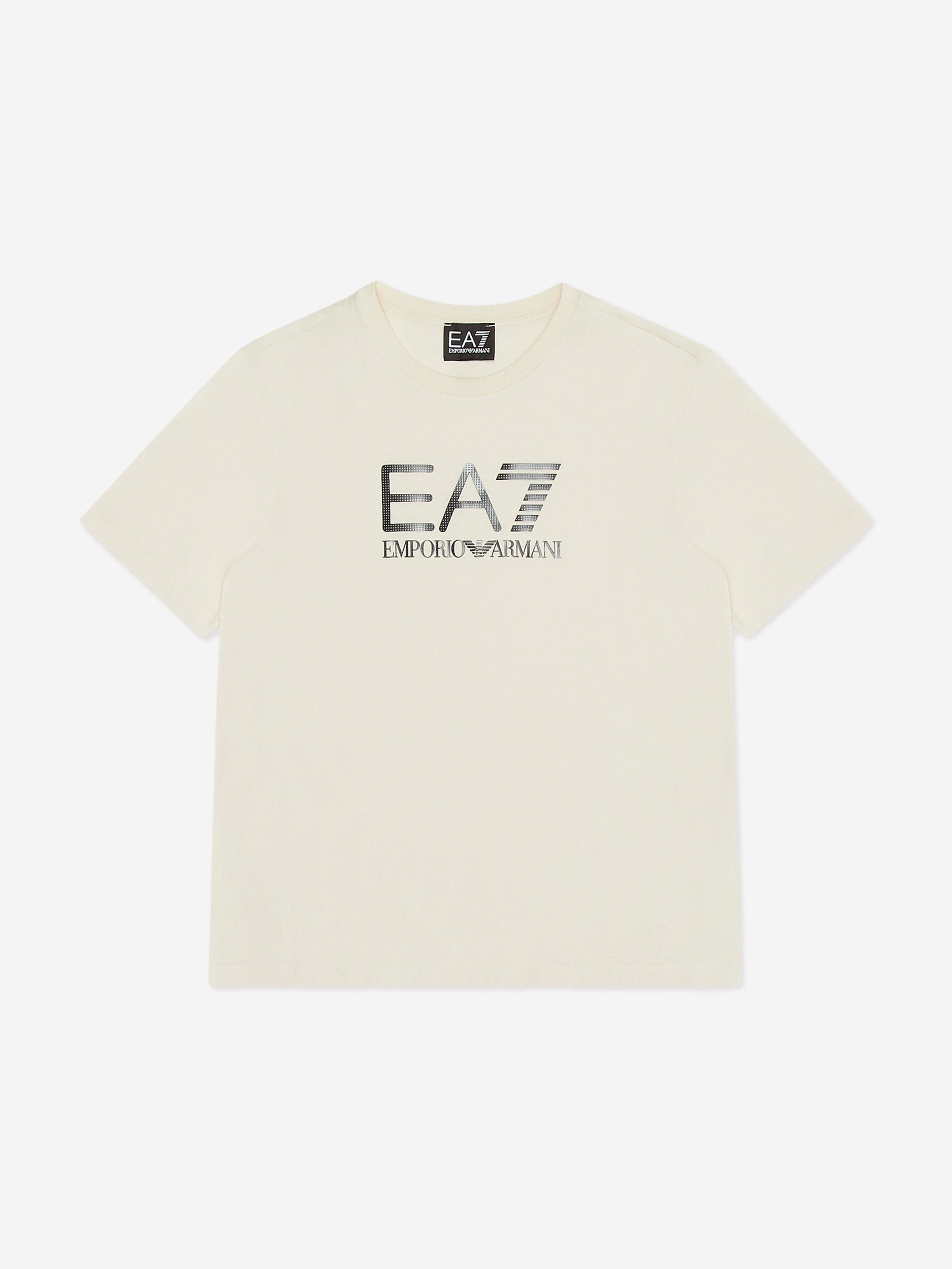 EA7 Emporio Armani Boys Logo T-Shirt in Beige