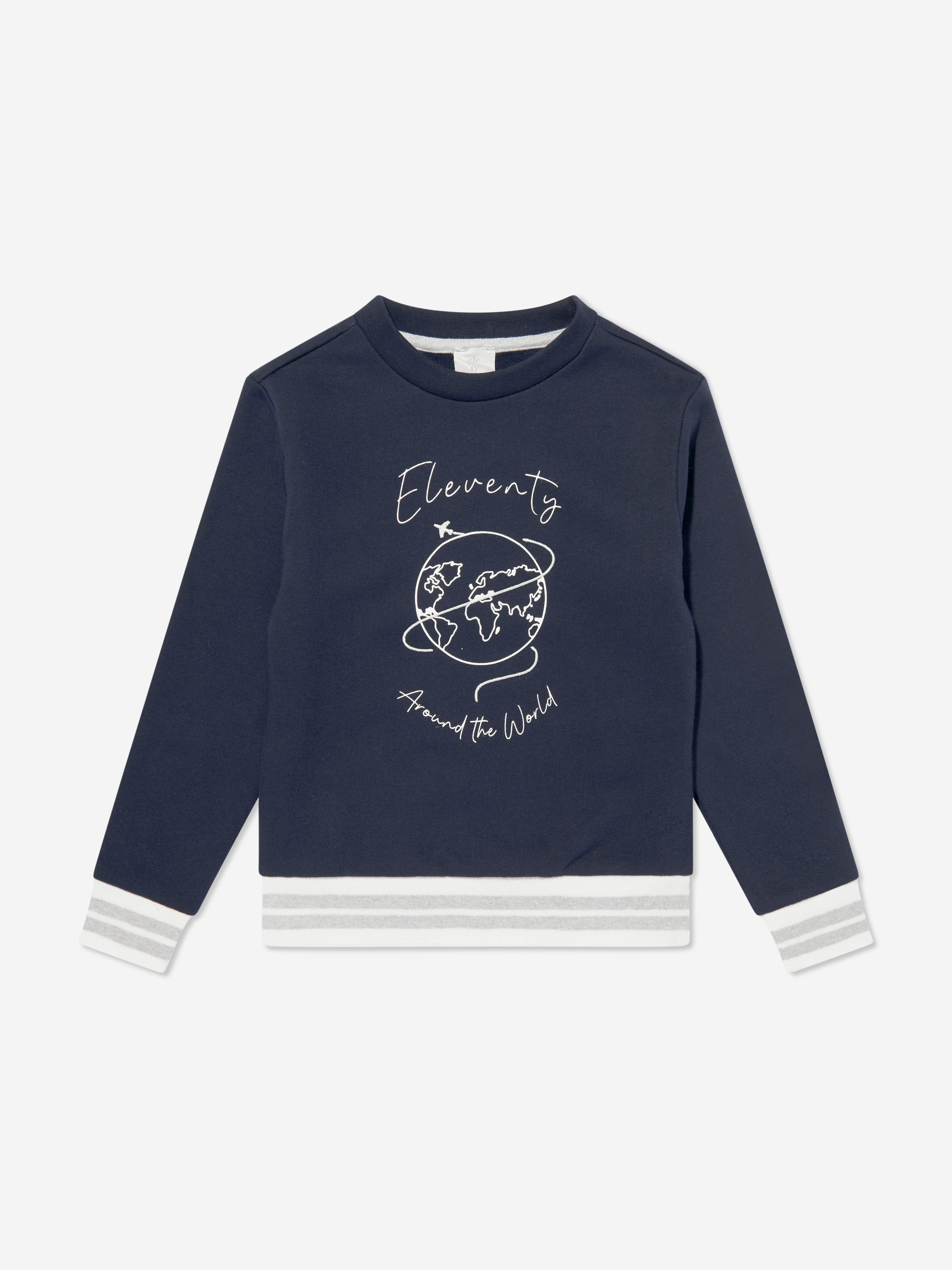 Eleventy Boys Around The World Sweatshirt in Blue